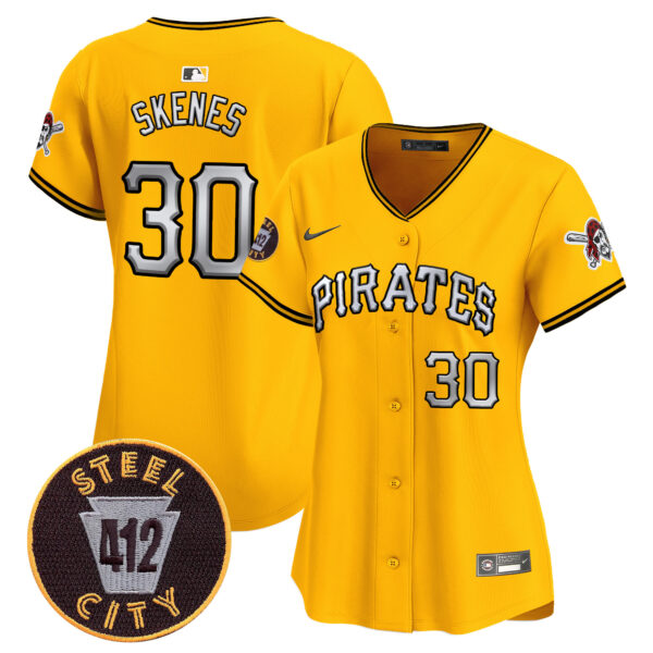 Women's Pittsburgh Pirates 412 Patch Vapor Premier Limited Jersey V6 - All Stitched - Image 25