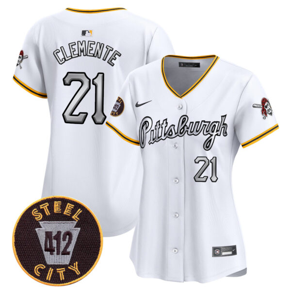 Women's Pittsburgh Pirates 412 Patch Vapor Premier Limited Jersey V7 - All Stitched - Image 5