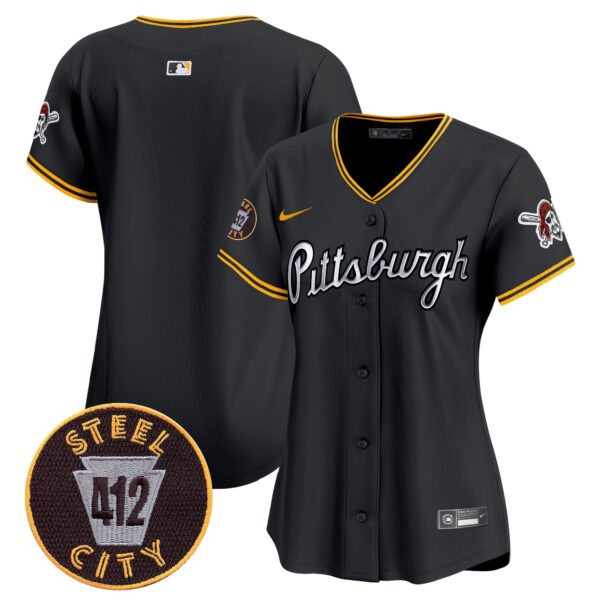 Women's Pittsburgh Pirates 412 Patch Vapor Premier Limited Jersey V7 - All Stitched - Image 14