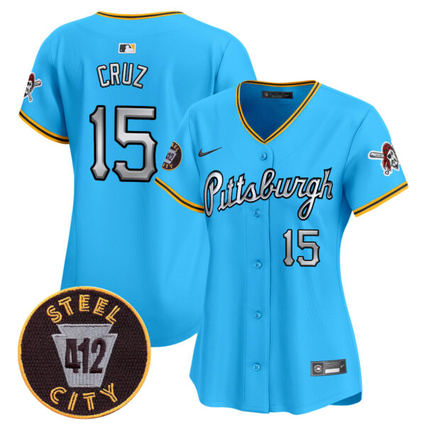 Women's Pittsburgh Pirates 412 Patch Vapor Premier Limited Jersey V7 - All Stitched - Image 31