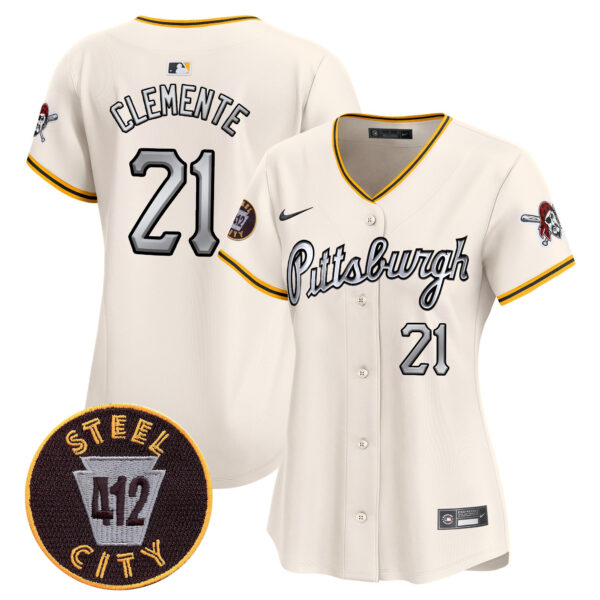 Women's Pittsburgh Pirates 412 Patch Vapor Premier Limited Jersey V7 - All Stitched - Image 19