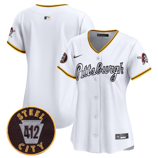 Women's Pittsburgh Pirates 412 Patch Vapor Premier Limited Jersey V7 - All Stitched - Image 7