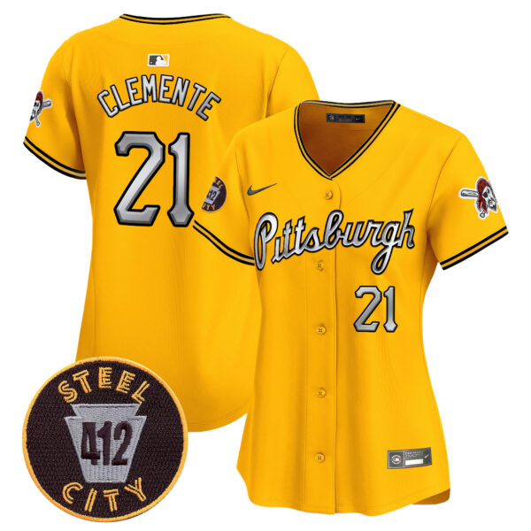 Women's Pittsburgh Pirates 412 Patch Vapor Premier Limited Jersey V7 - All Stitched - Image 26