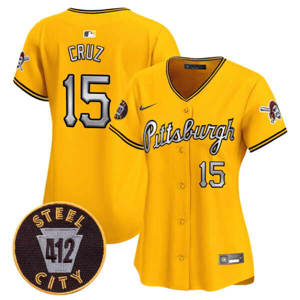 Women's Pittsburgh Pirates 412 Patch Vapor Premier Limited Jersey V7 - All Stitched - Image 24