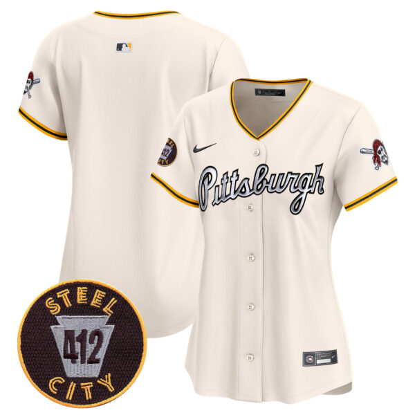 Women's Pittsburgh Pirates 412 Patch Vapor Premier Limited Jersey V7 - All Stitched - Image 21