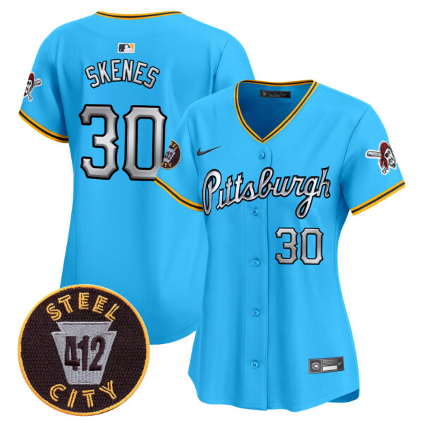 Women's Pittsburgh Pirates 412 Patch Vapor Premier Limited Jersey V7 - All Stitched - Image 32