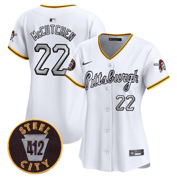 Women's Pittsburgh Pirates 412 Patch Vapor Premier Limited Jersey V7 - All Stitched - Image 2