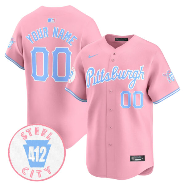 Unisex Pittsburgh Pirates Bubblegum Pink Vapor Premier Limited Custom Jersey - All Stitched - Image 3