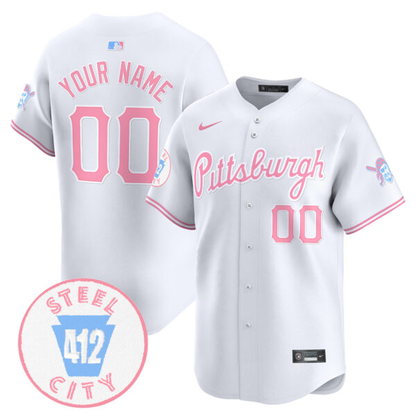 Unisex Pittsburgh Pirates Bubblegum Pink Vapor Premier Limited Custom Jersey - All Stitched - Image 2