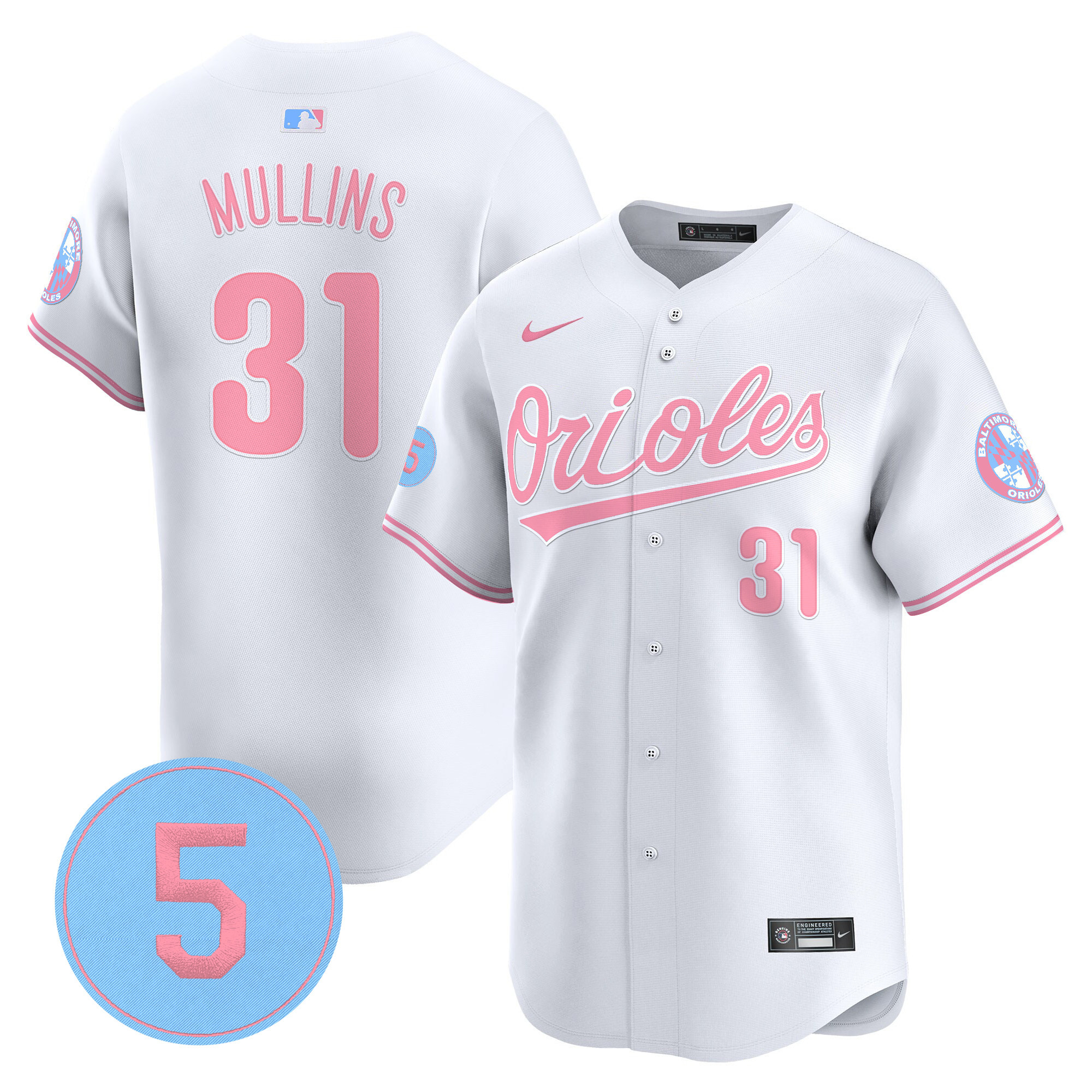 Unisex Orioles Bubblegum Pink Robinson Patch Vapor Premier Limited Jersey - All Stitched - Image 4