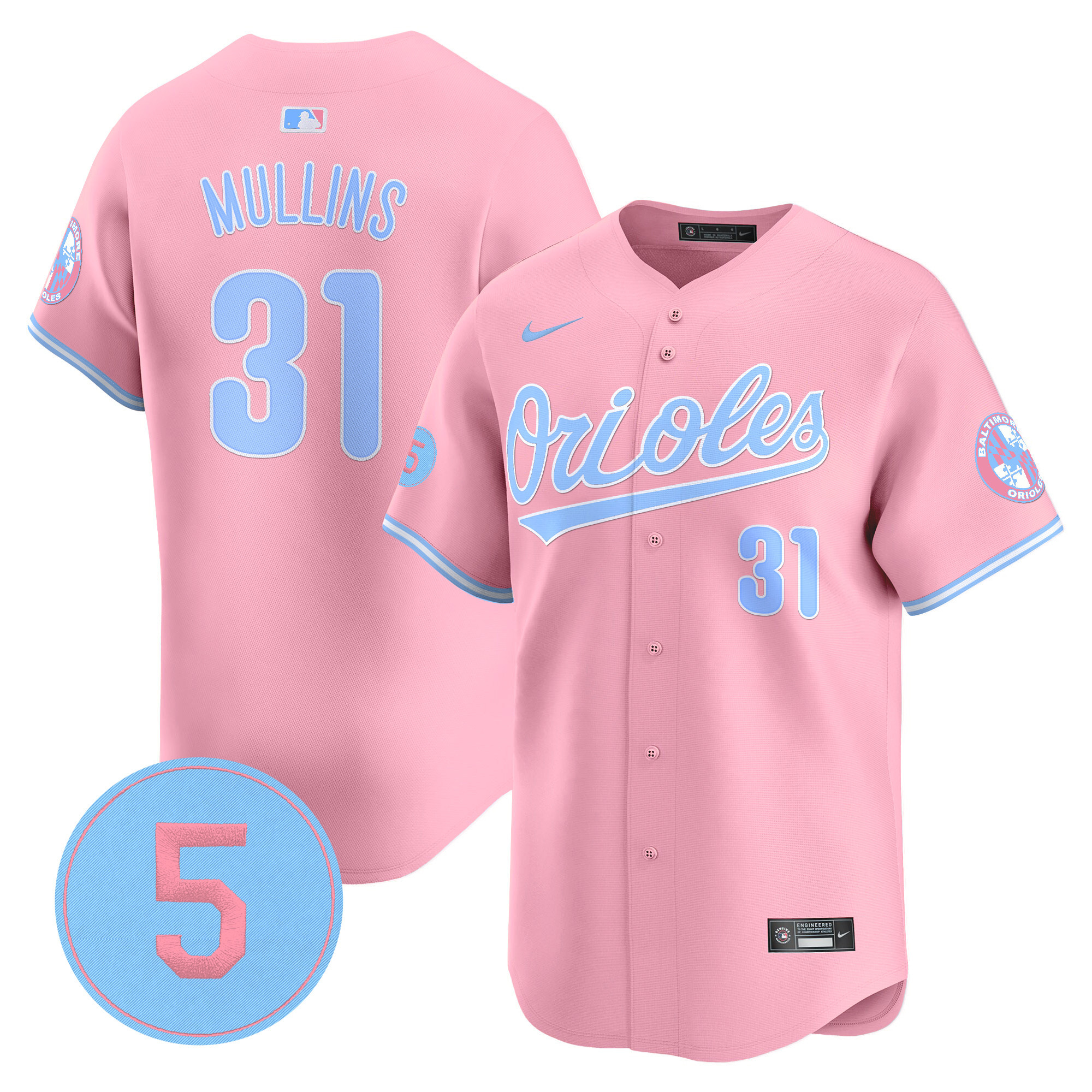 Unisex Orioles Bubblegum Pink Robinson Patch Vapor Premier Limited Jersey - All Stitched - Image 20