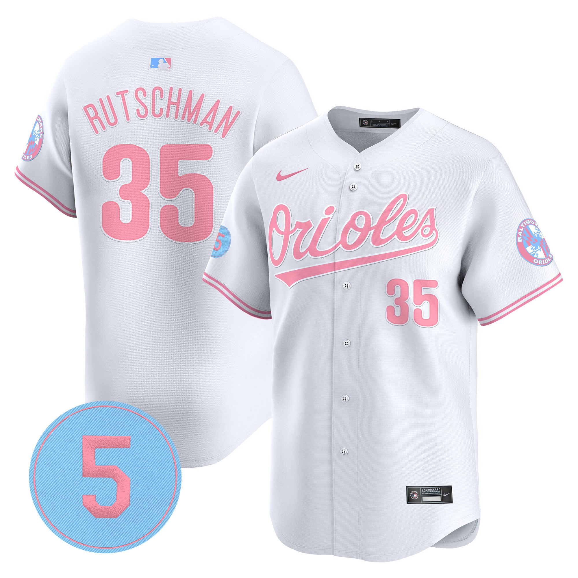 Unisex Orioles Bubblegum Pink Robinson Patch Vapor Premier Limited Jersey - All Stitched