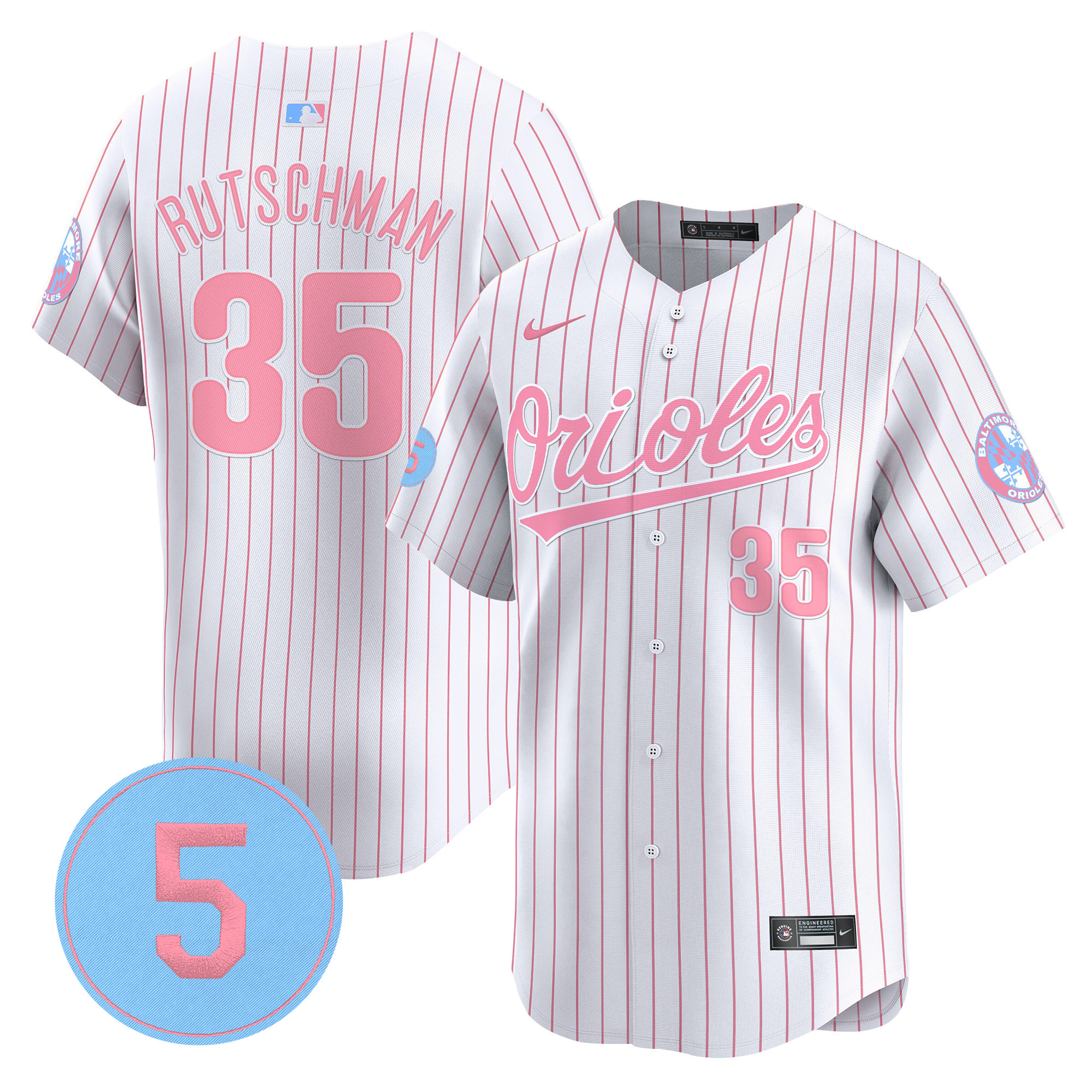 Unisex Orioles Bubblegum Pink Robinson Patch Vapor Premier Limited Jersey - All Stitched - Image 25