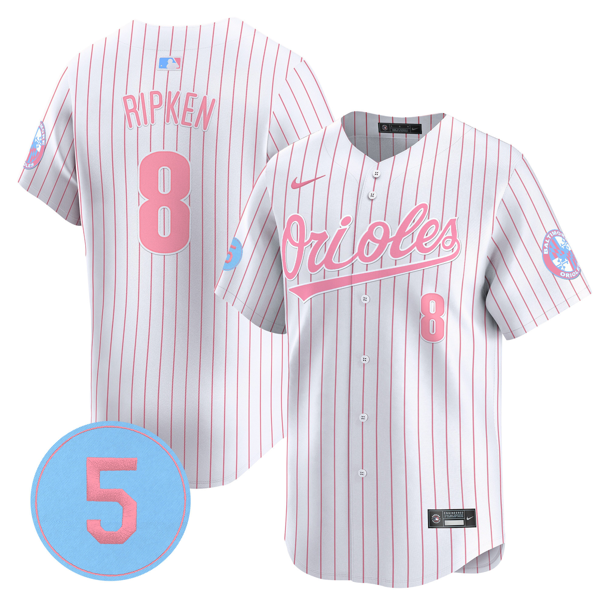 Unisex Orioles Bubblegum Pink Robinson Patch Vapor Premier Limited Jersey - All Stitched - Image 30