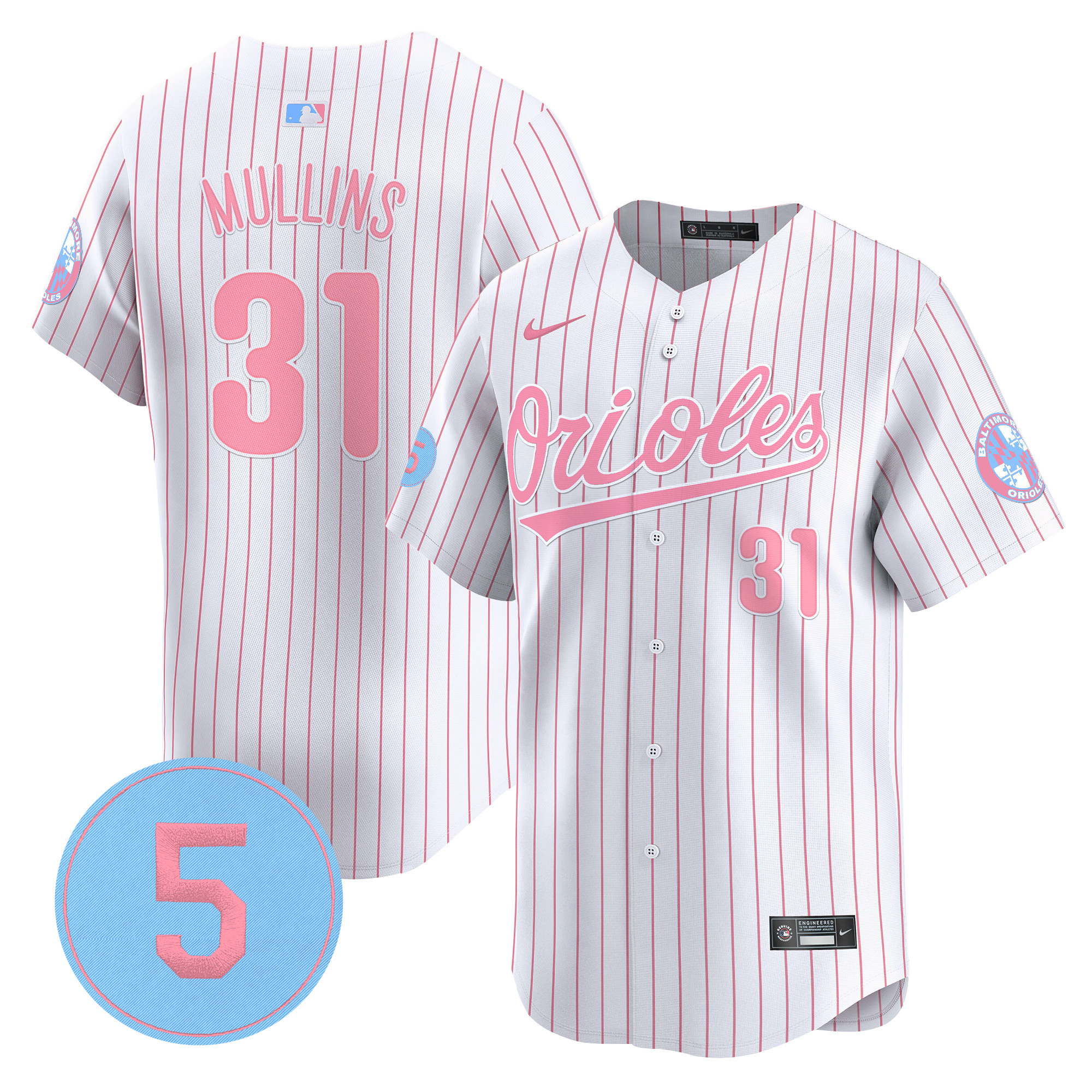 Unisex Orioles Bubblegum Pink Robinson Patch Vapor Premier Limited Jersey - All Stitched - Image 28