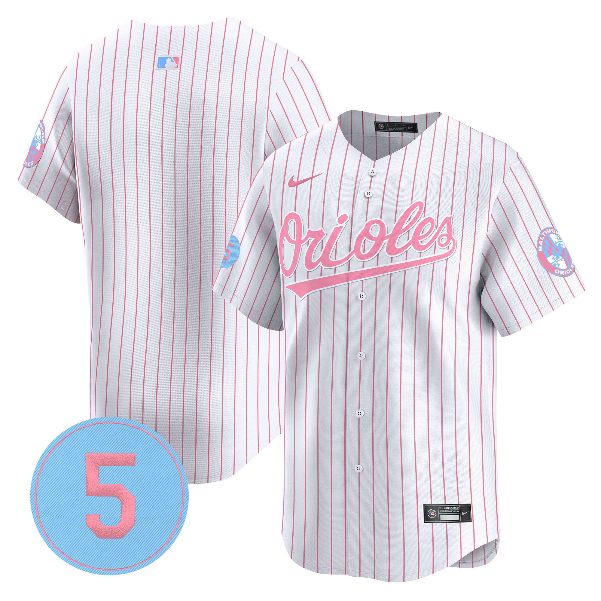 Unisex Orioles Bubblegum Pink Robinson Patch Vapor Premier Limited Jersey - All Stitched - Image 32
