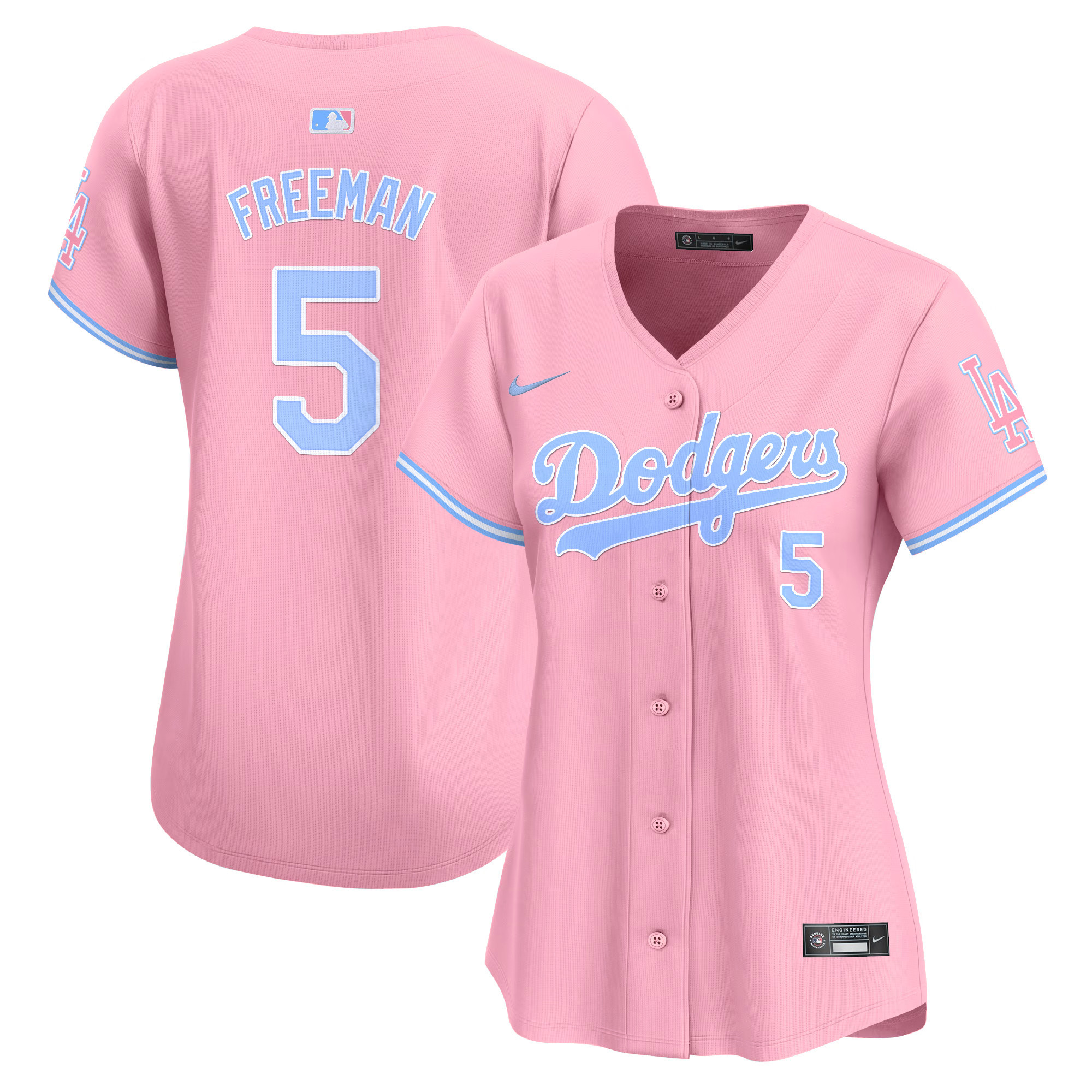 Women's Dodgers Bubblegum Pink Vapor Premier Limited Jersey - All Stitched - Image 2
