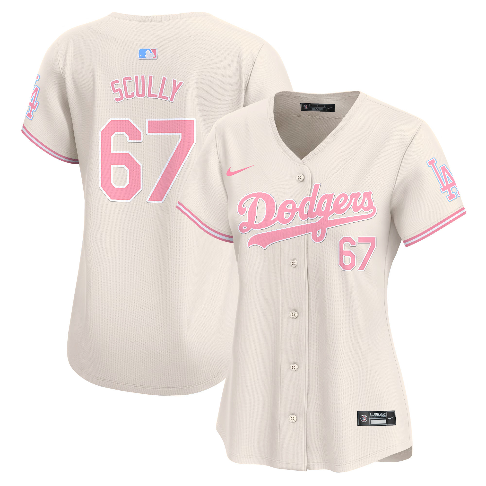 Women's Dodgers Bubblegum Pink Vapor Premier Limited Jersey - All Stitched - Image 23