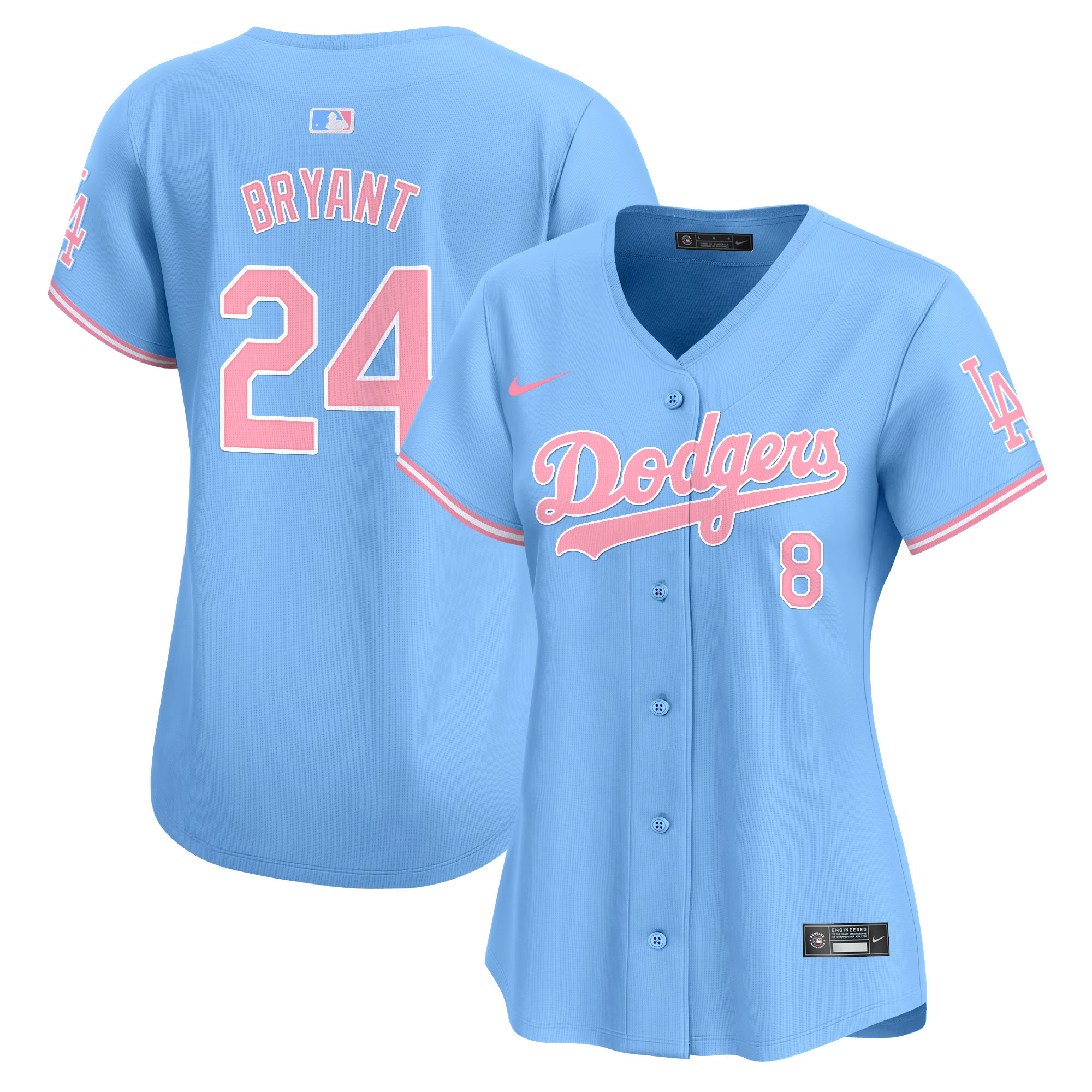 Women's Dodgers Bubblegum Pink Vapor Premier Limited Jersey - All Stitched - Image 31