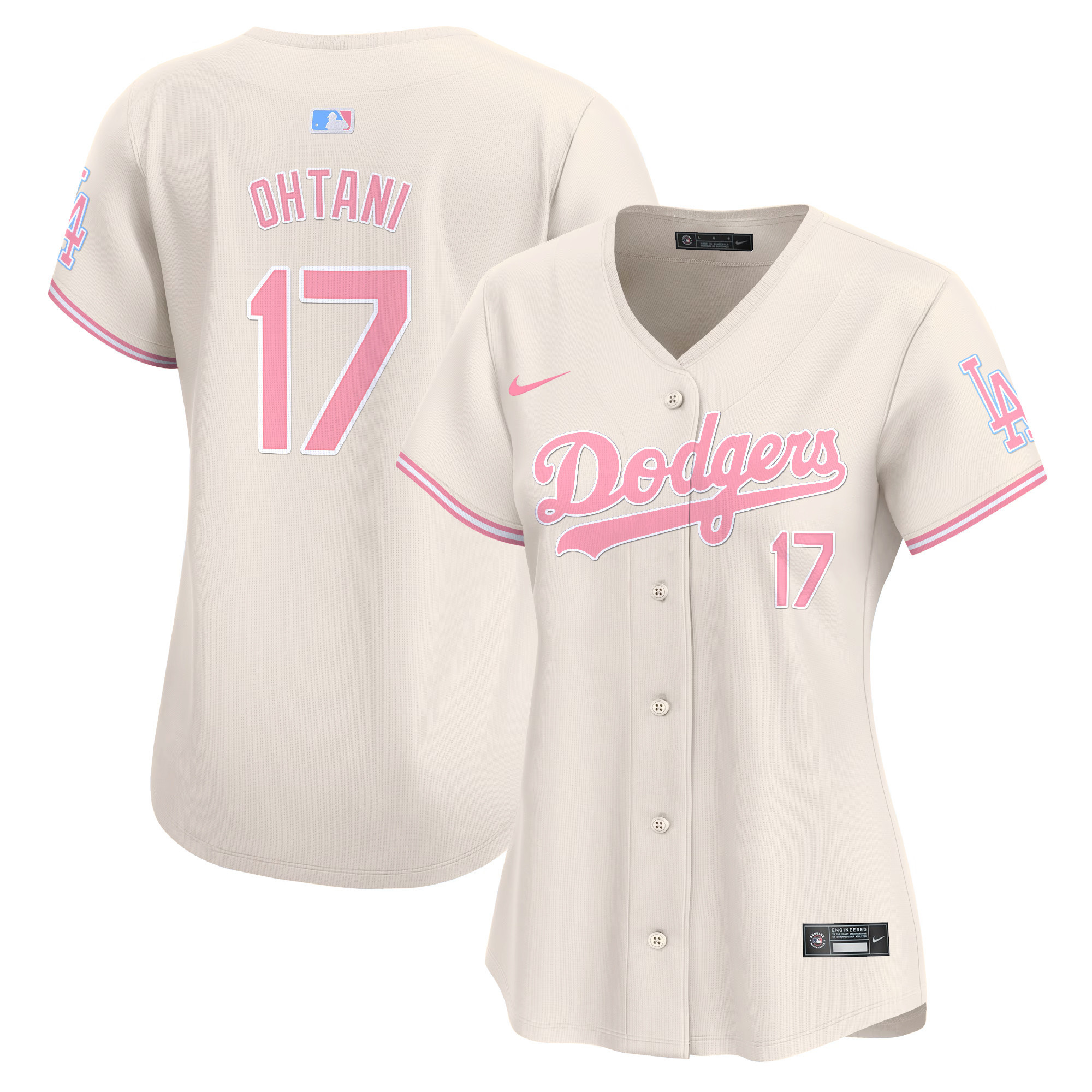 Women's Dodgers Bubblegum Pink Vapor Premier Limited Jersey - All Stitched - Image 19