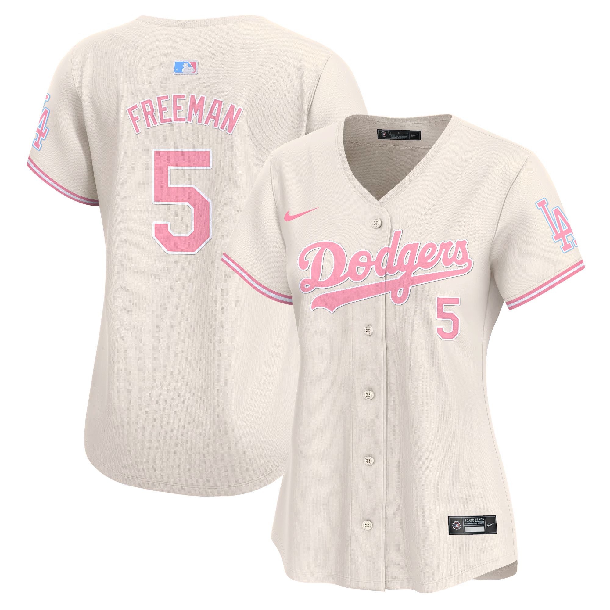 Women's Dodgers Bubblegum Pink Vapor Premier Limited Jersey - All Stitched - Image 20