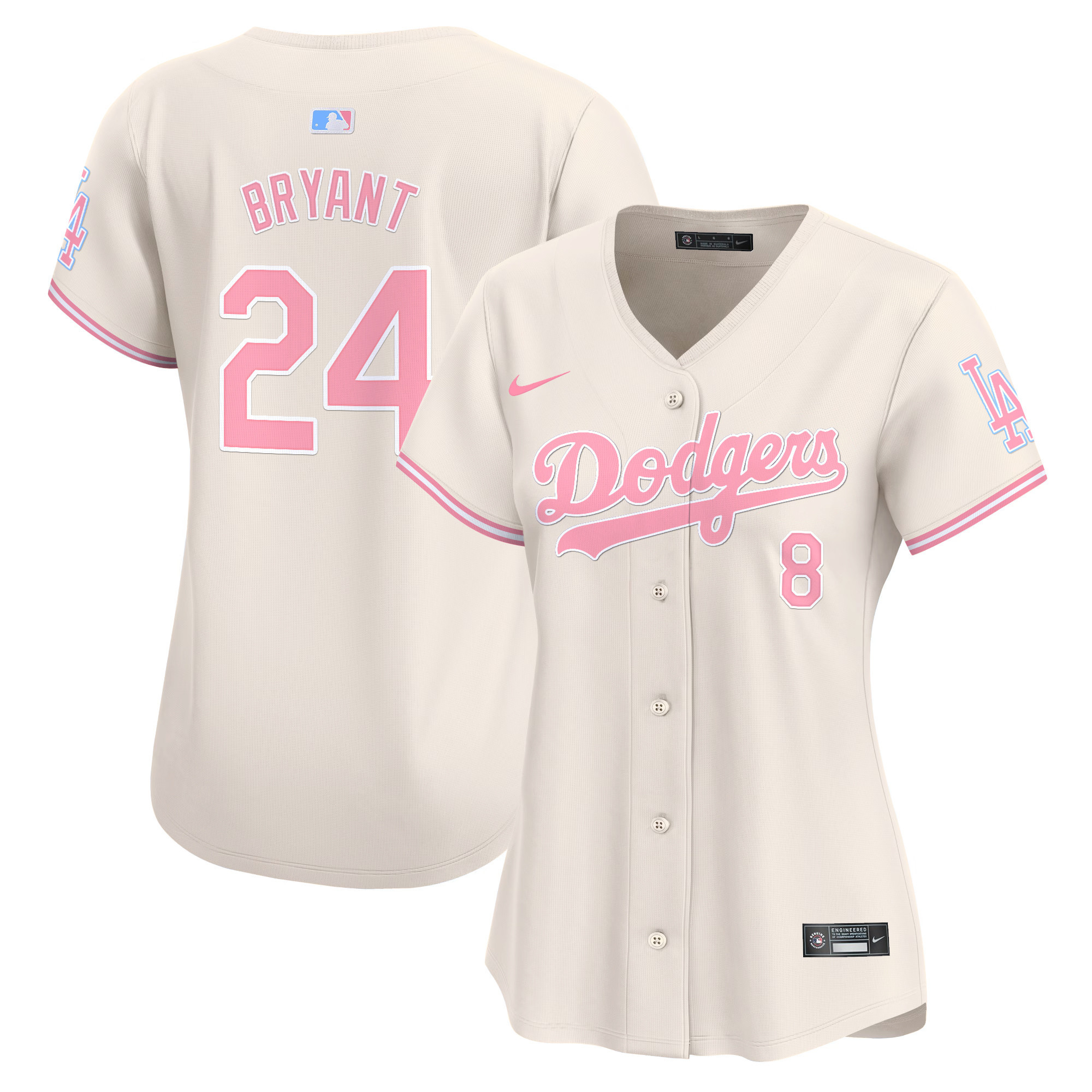Women's Dodgers Bubblegum Pink Vapor Premier Limited Jersey - All Stitched - Image 22