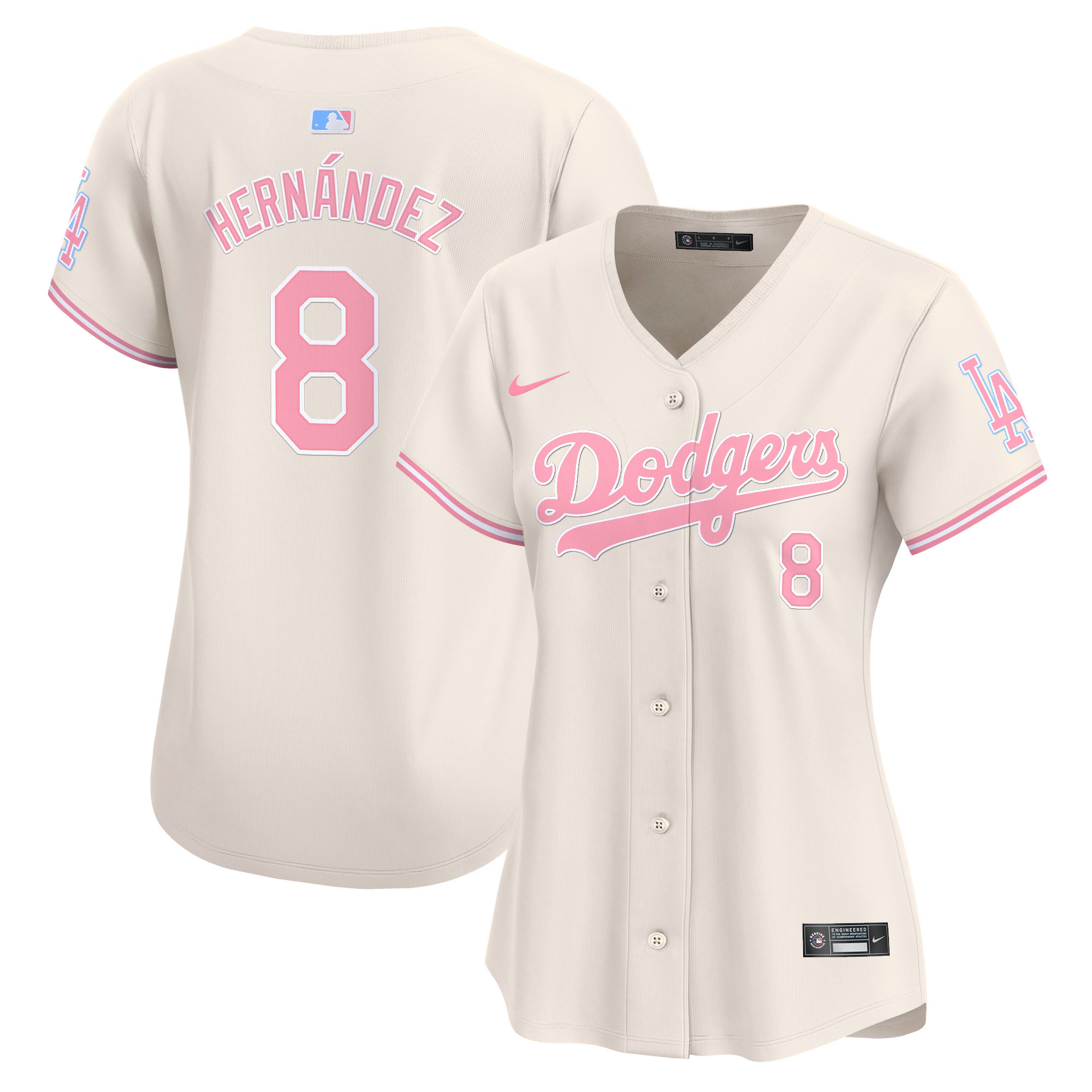 Women's Dodgers Bubblegum Pink Vapor Premier Limited Jersey - All Stitched - Image 24