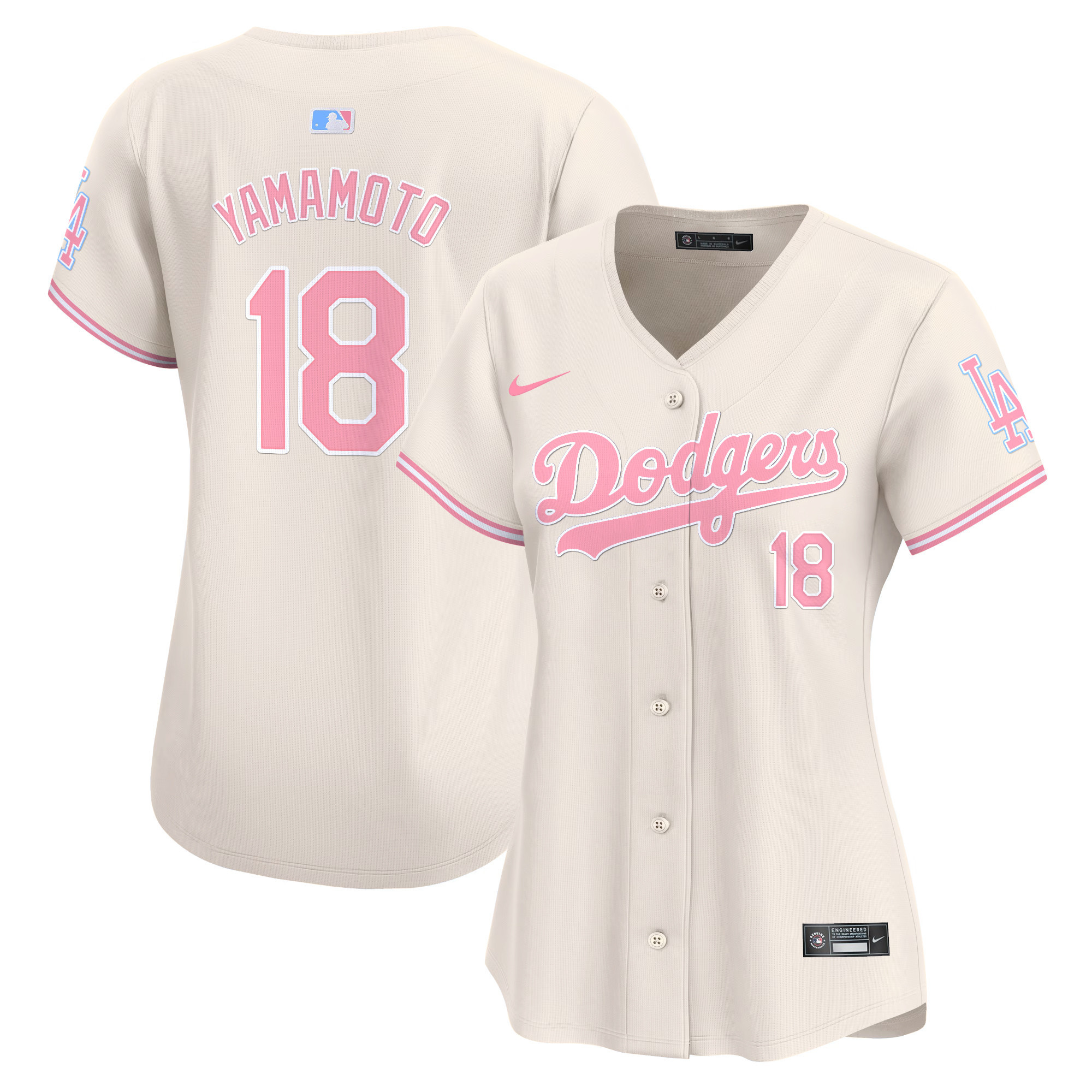 Women's Dodgers Bubblegum Pink Vapor Premier Limited Jersey - All Stitched - Image 25