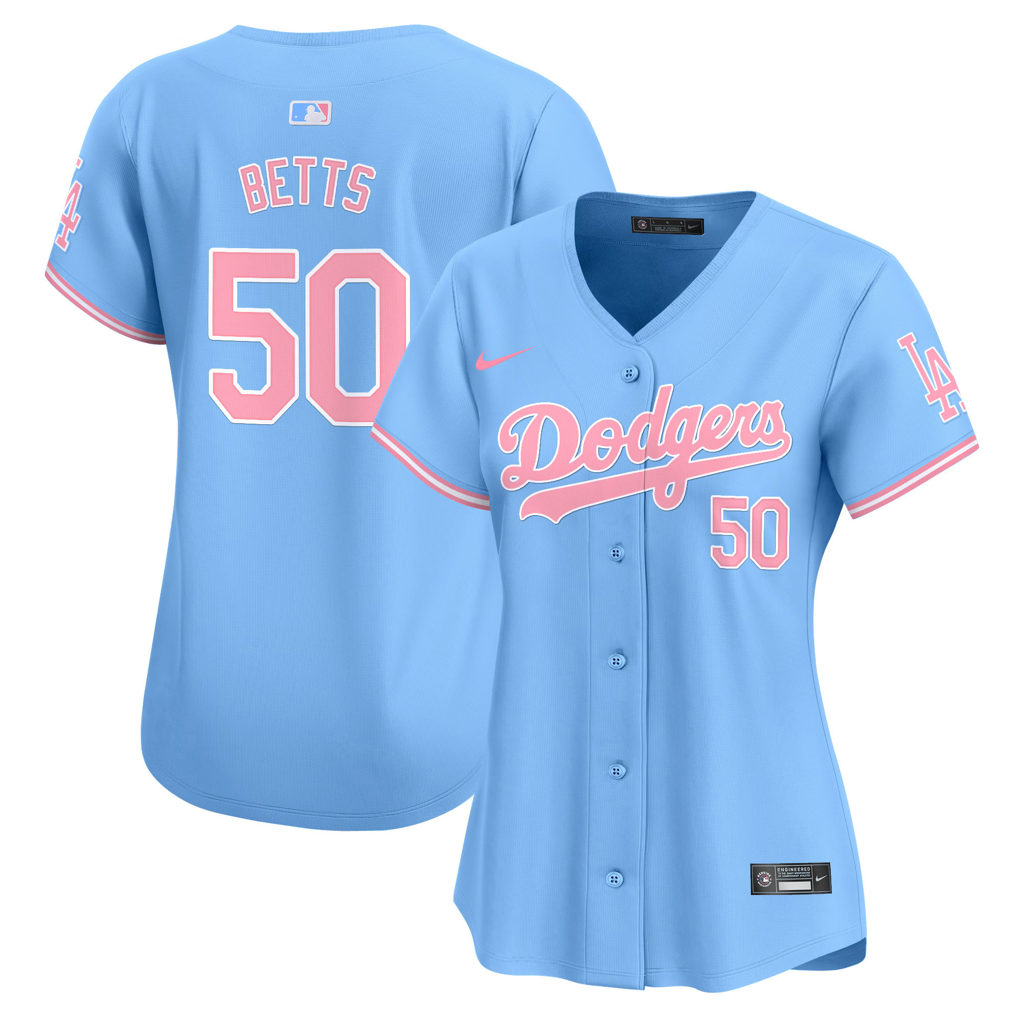 Women's Dodgers Bubblegum Pink Vapor Premier Limited Jersey - All Stitched - Image 30