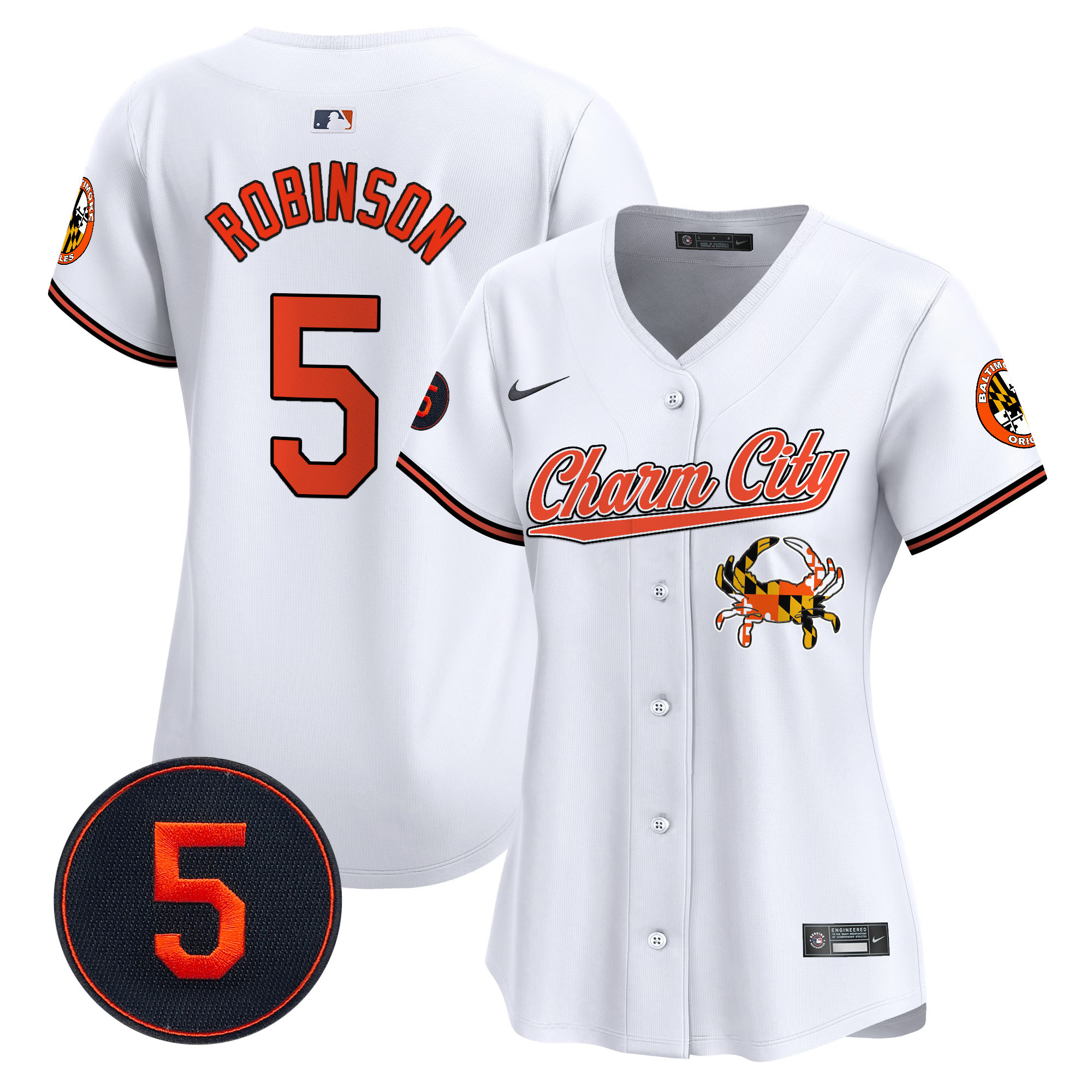 Women’s Baltimore Orioles Robinson Patch Vapor Premier Limited Jersey V8 - All Stitched - Image 11