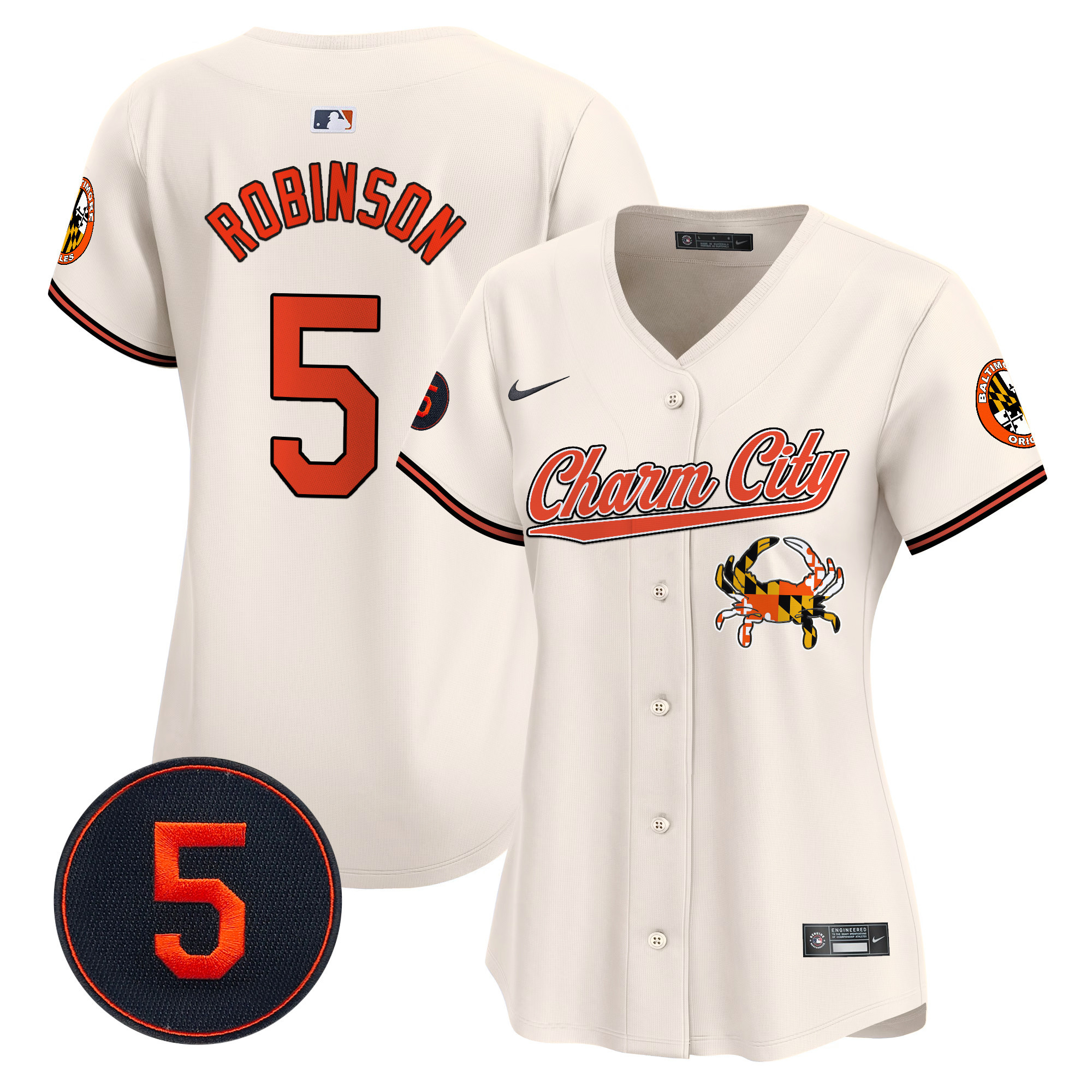 Women’s Baltimore Orioles Robinson Patch Vapor Premier Limited Jersey V8 - All Stitched - Image 2