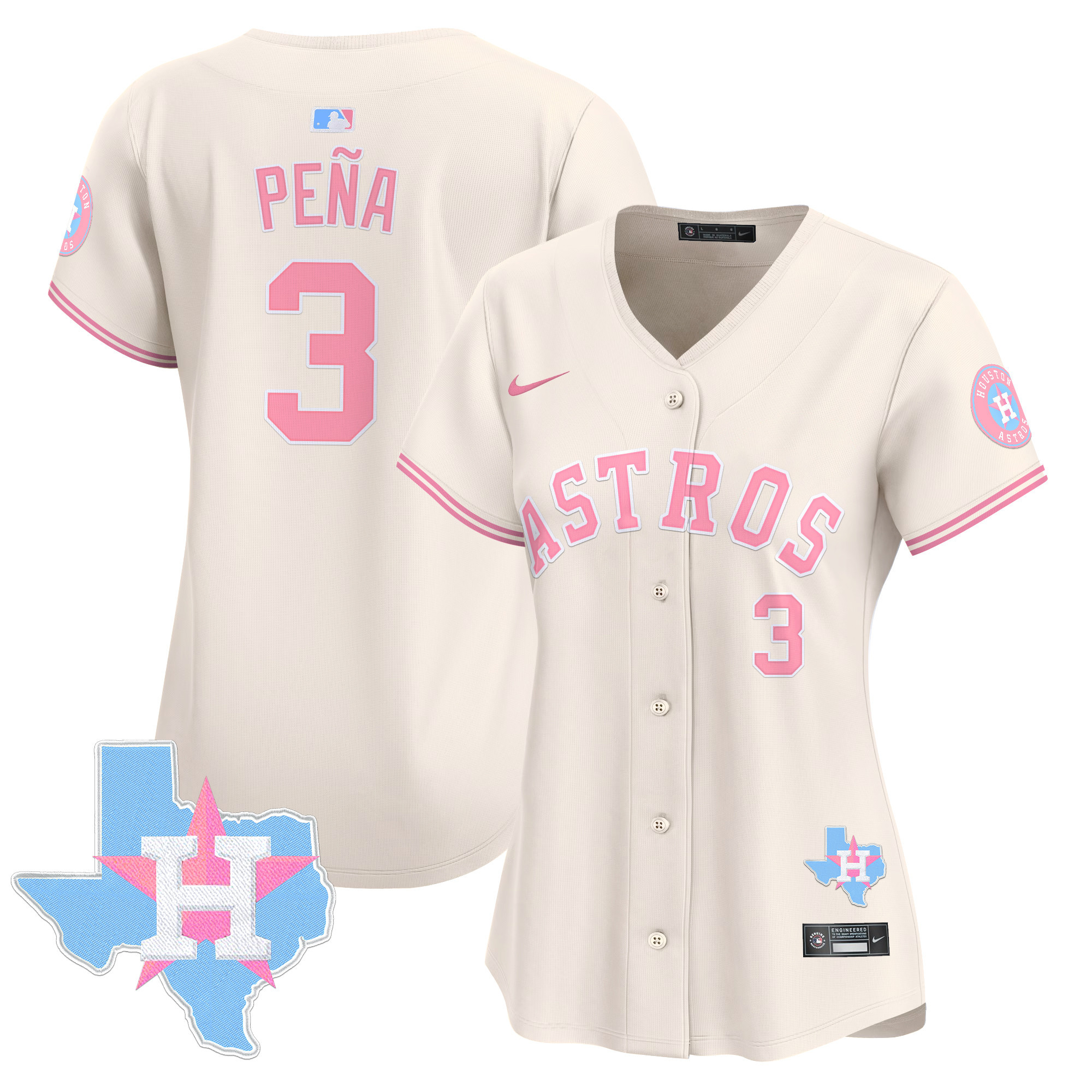 Women's Astros Bubblegum Pink Vapor Premier Limited Jersey - All Stitched - Image 11