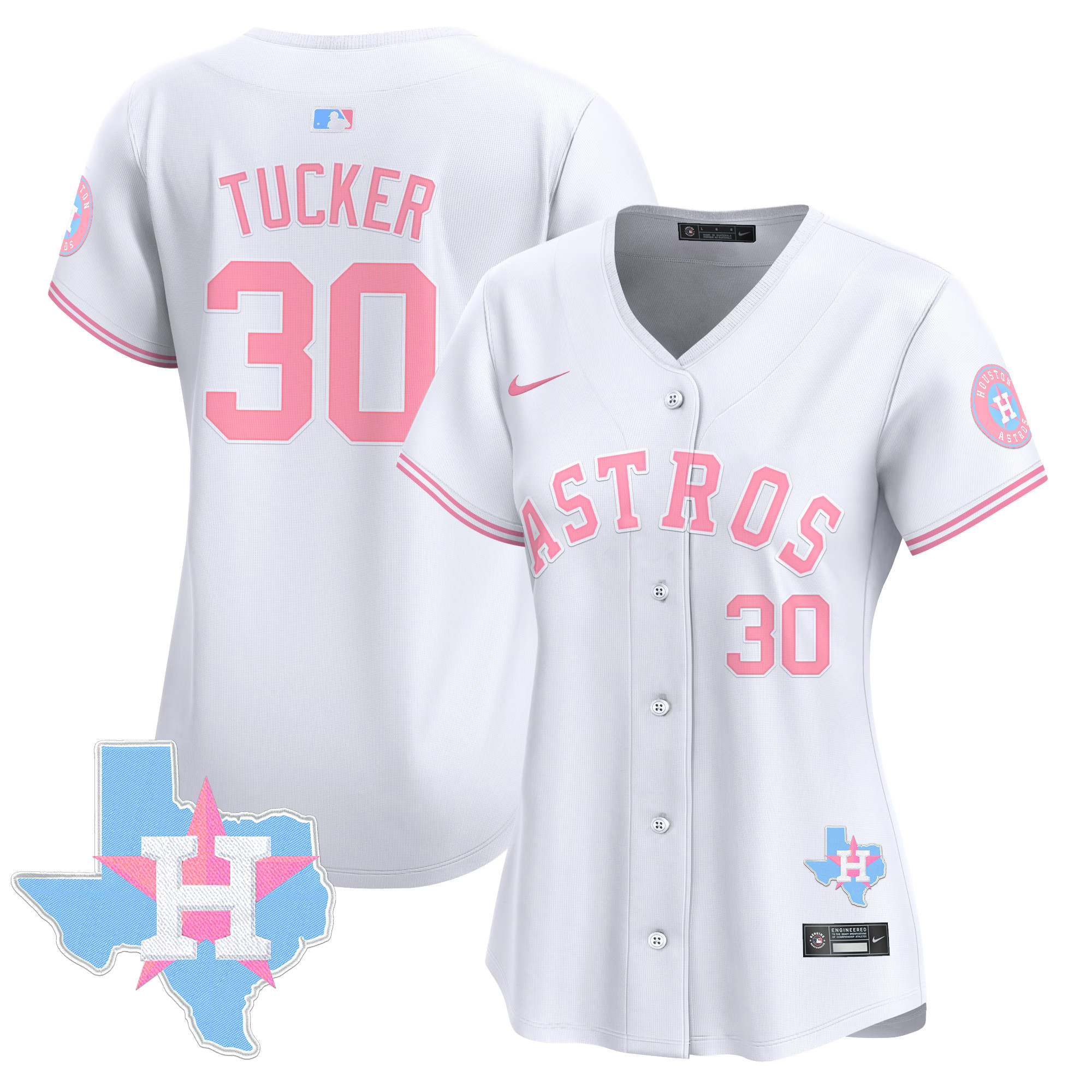 Women's Astros Bubblegum Pink Vapor Premier Limited Jersey - All Stitched - Image 8