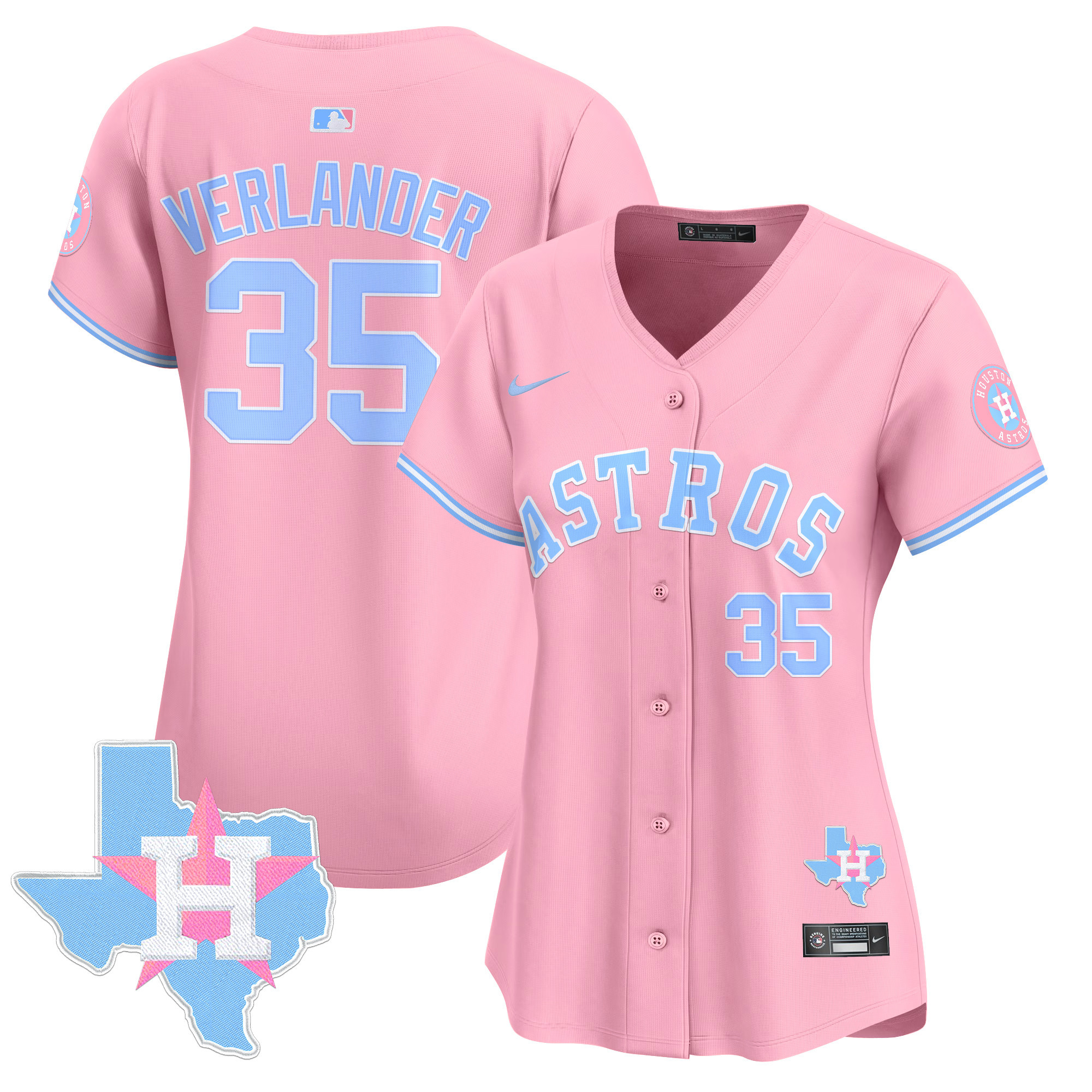 Women's Astros Bubblegum Pink Vapor Premier Limited Jersey - All Stitched - Image 27