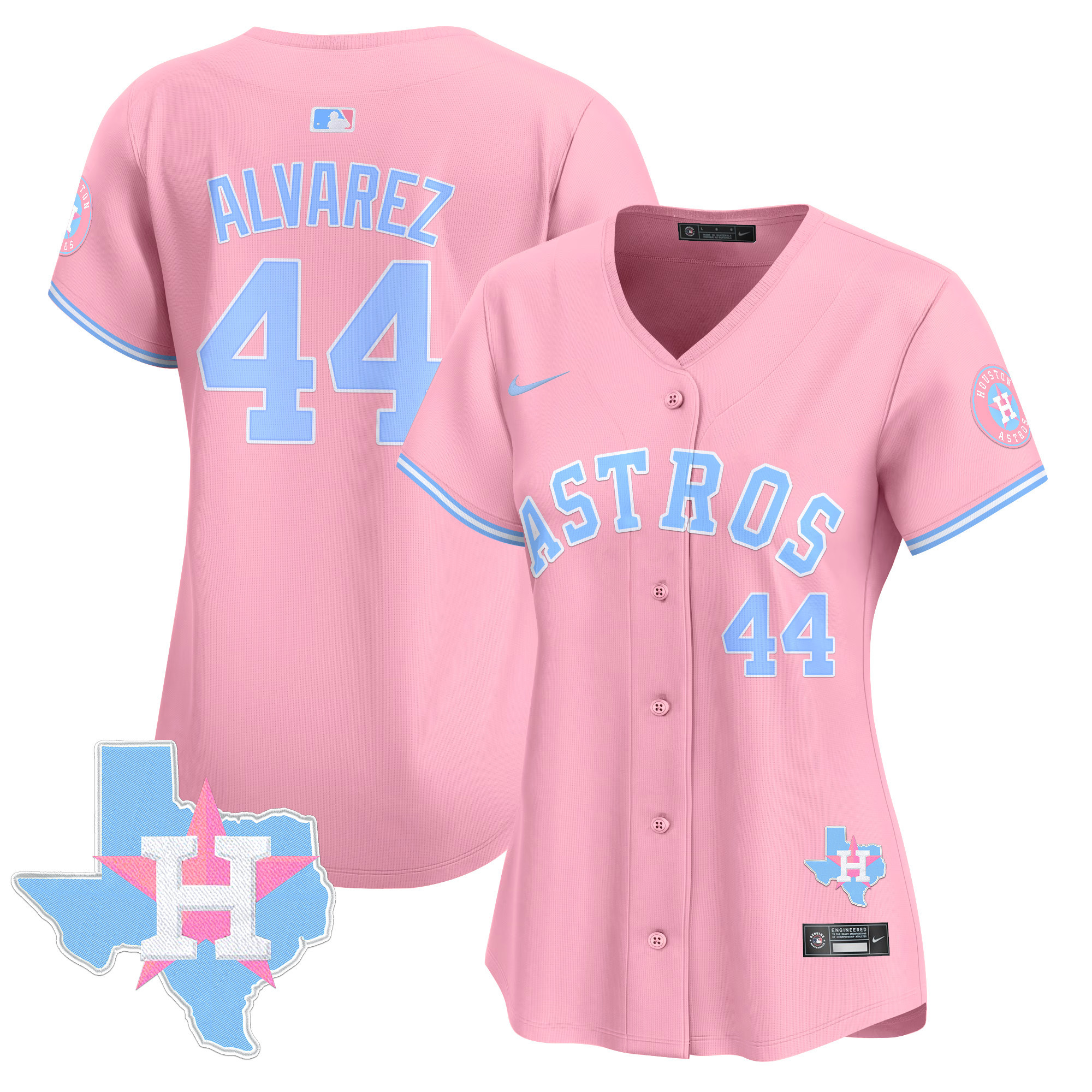 Women's Astros Bubblegum Pink Vapor Premier Limited Jersey - All Stitched - Image 26