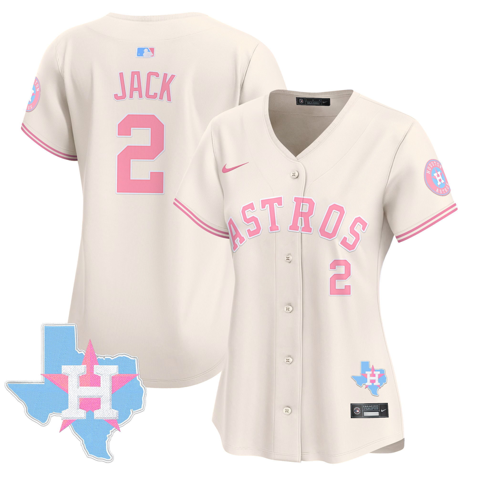 Women's Astros Bubblegum Pink Vapor Premier Limited Jersey - All Stitched - Image 12