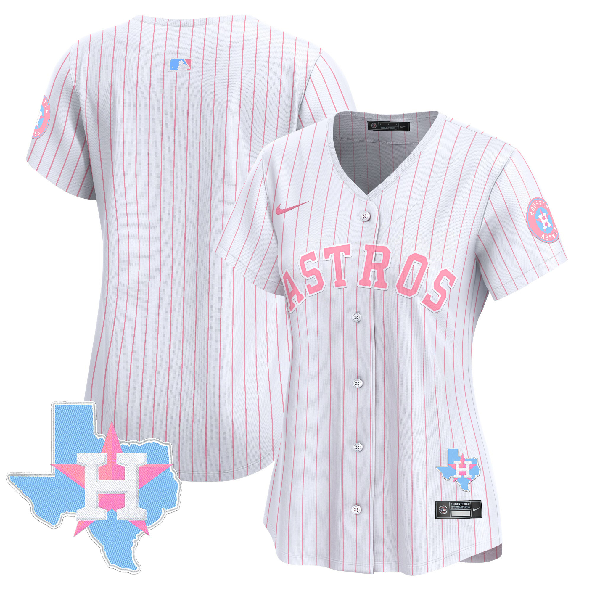 Women's Astros Bubblegum Pink Vapor Premier Limited Jersey - All Stitched - Image 40