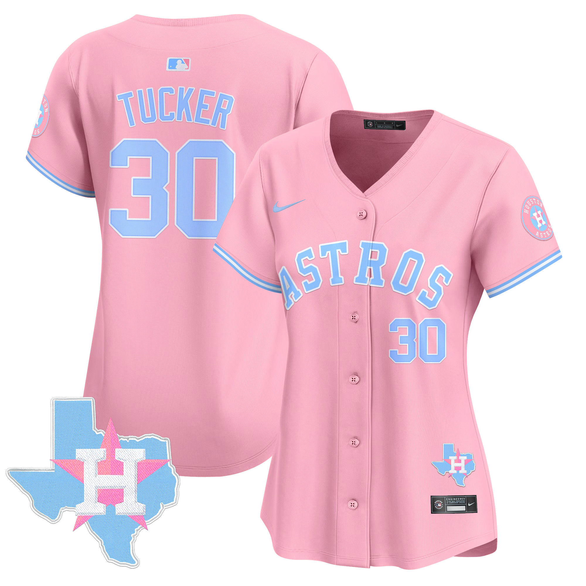 Women's Astros Bubblegum Pink Vapor Premier Limited Jersey - All Stitched - Image 28