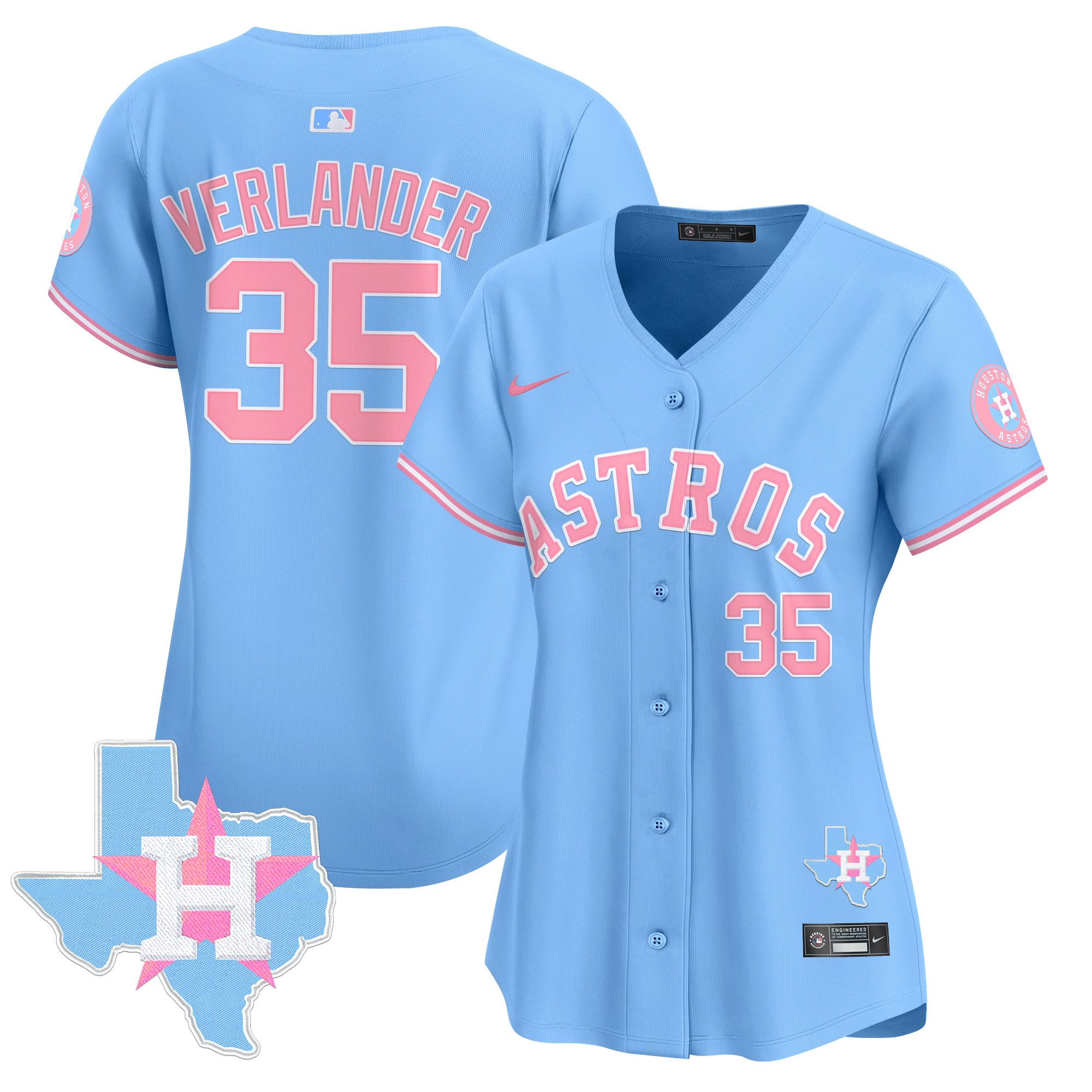 Women's Astros Bubblegum Pink Vapor Premier Limited Jersey - All Stitched - Image 47