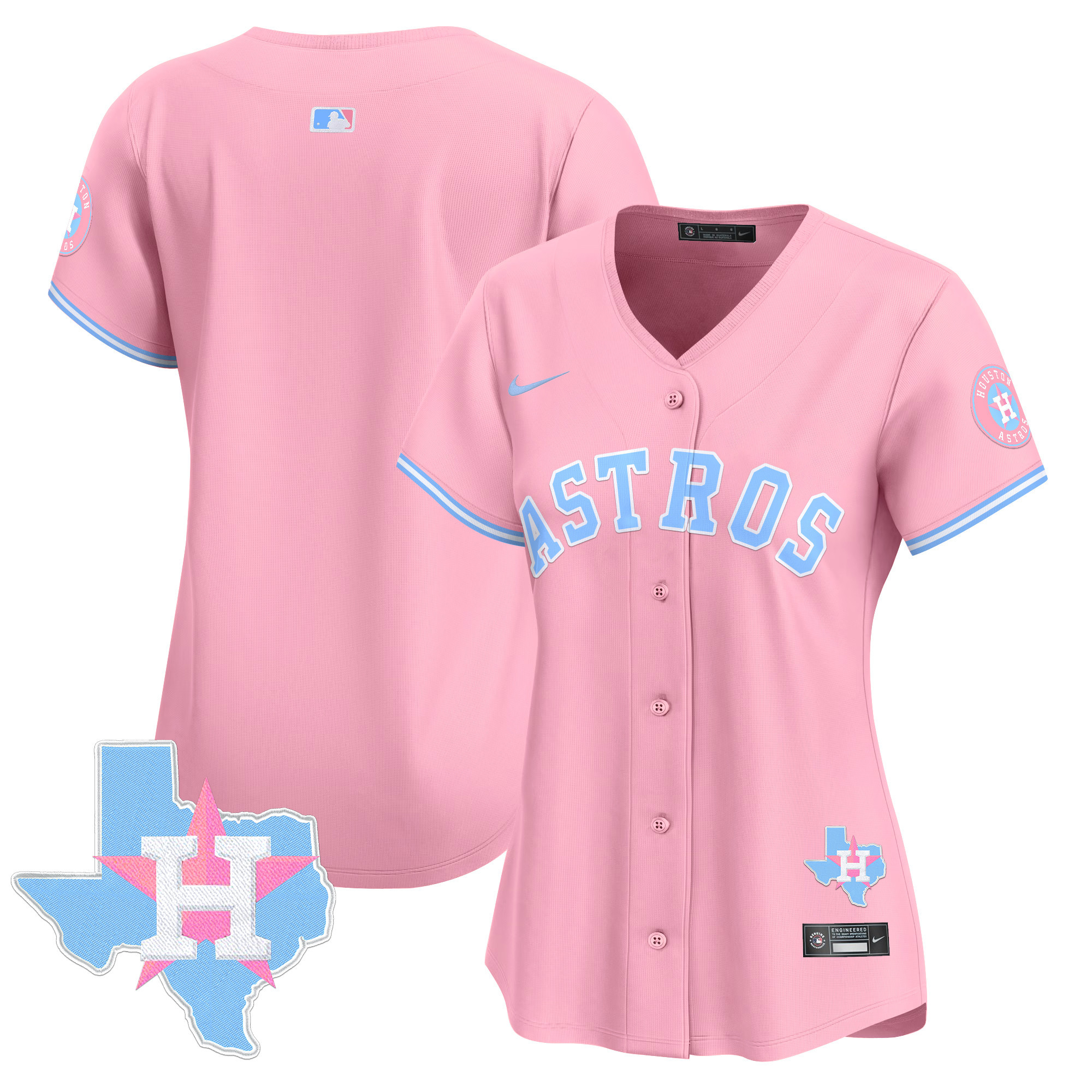Women's Astros Bubblegum Pink Vapor Premier Limited Jersey - All Stitched - Image 30