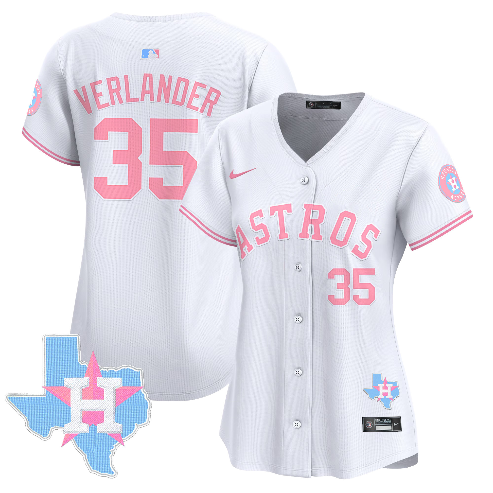 Women's Astros Bubblegum Pink Vapor Premier Limited Jersey - All Stitched - Image 7