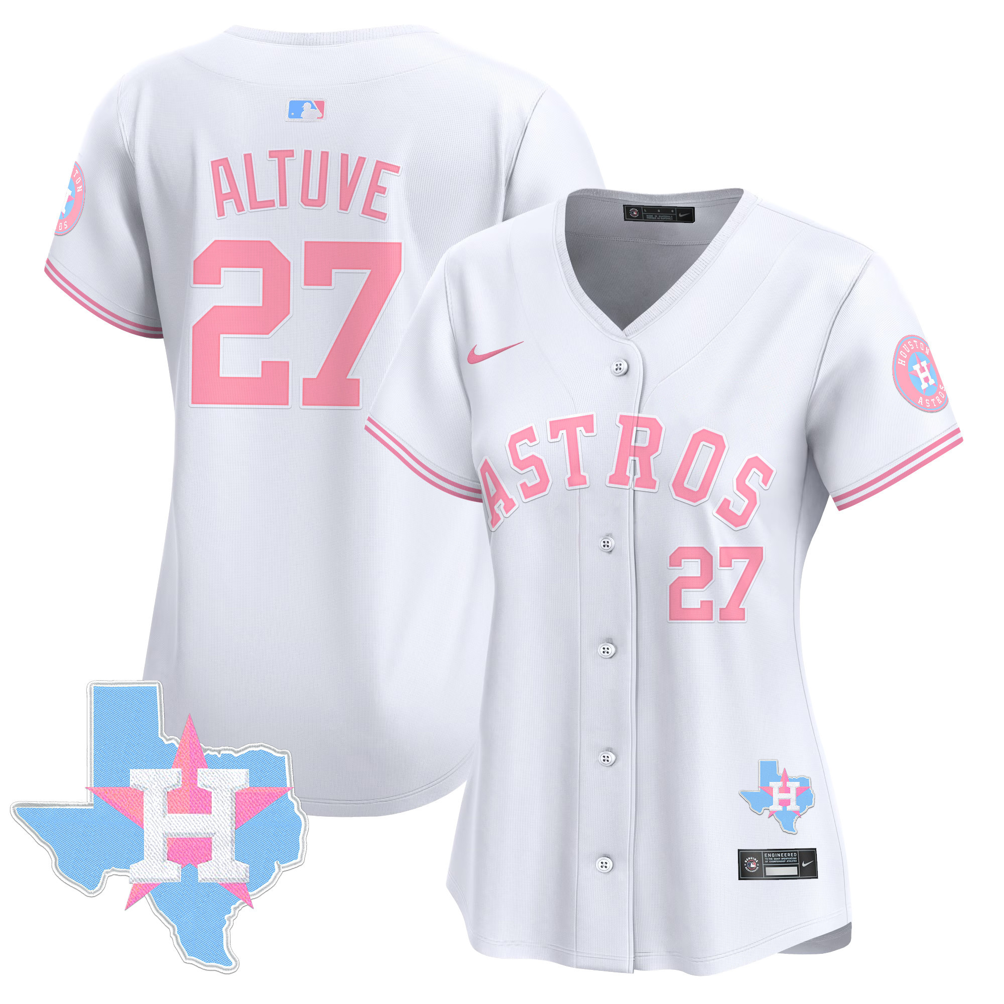 Women's Astros Bubblegum Pink Vapor Premier Limited Jersey - All Stitched - Image 5