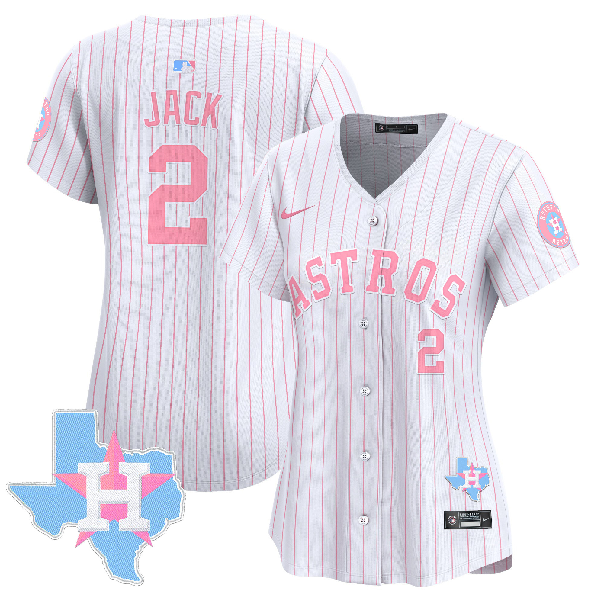 Women's Astros Bubblegum Pink Vapor Premier Limited Jersey - All Stitched - Image 32