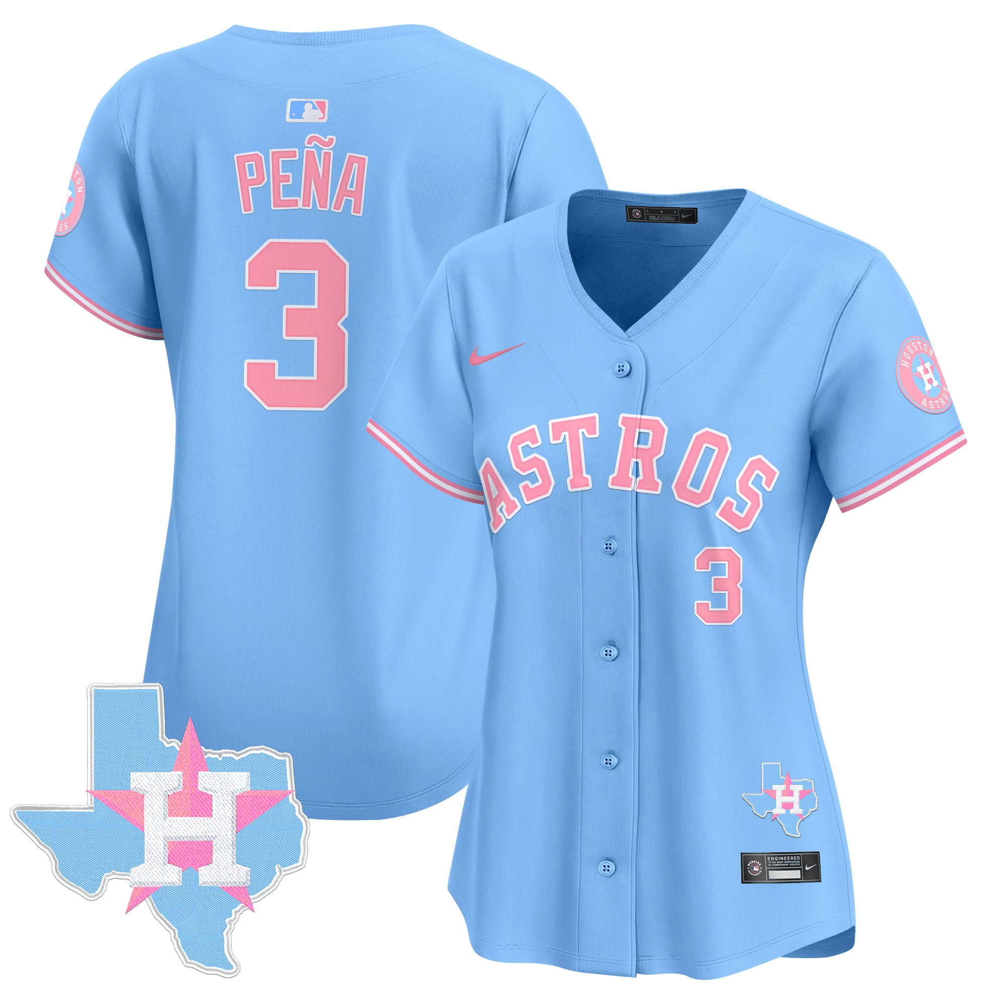 Women's Astros Bubblegum Pink Vapor Premier Limited Jersey - All Stitched - Image 41