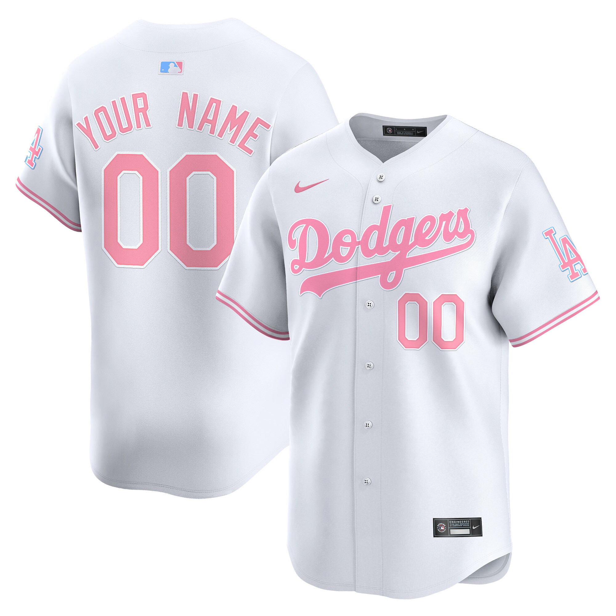 Dodgers Bubblegum Pink Vapor Premier Limited Custom Jersey - All Stitched - Image 2