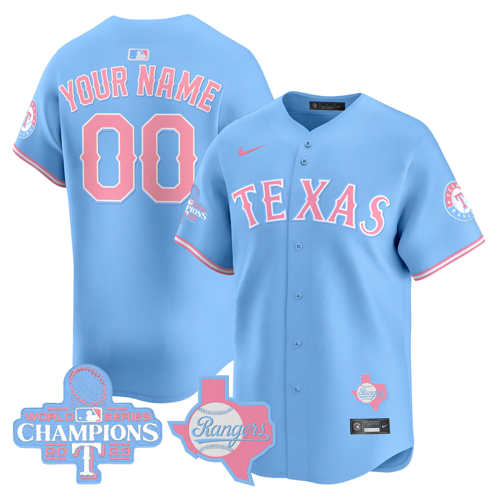 Texas Rangers Bubblegum Pink Vapor Premier Limited Custom Jersey - All Stitched - Image 2