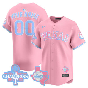 Texas Rangers Bubblegum Pink Vapor Premier Limited Custom Jersey - All Stitched