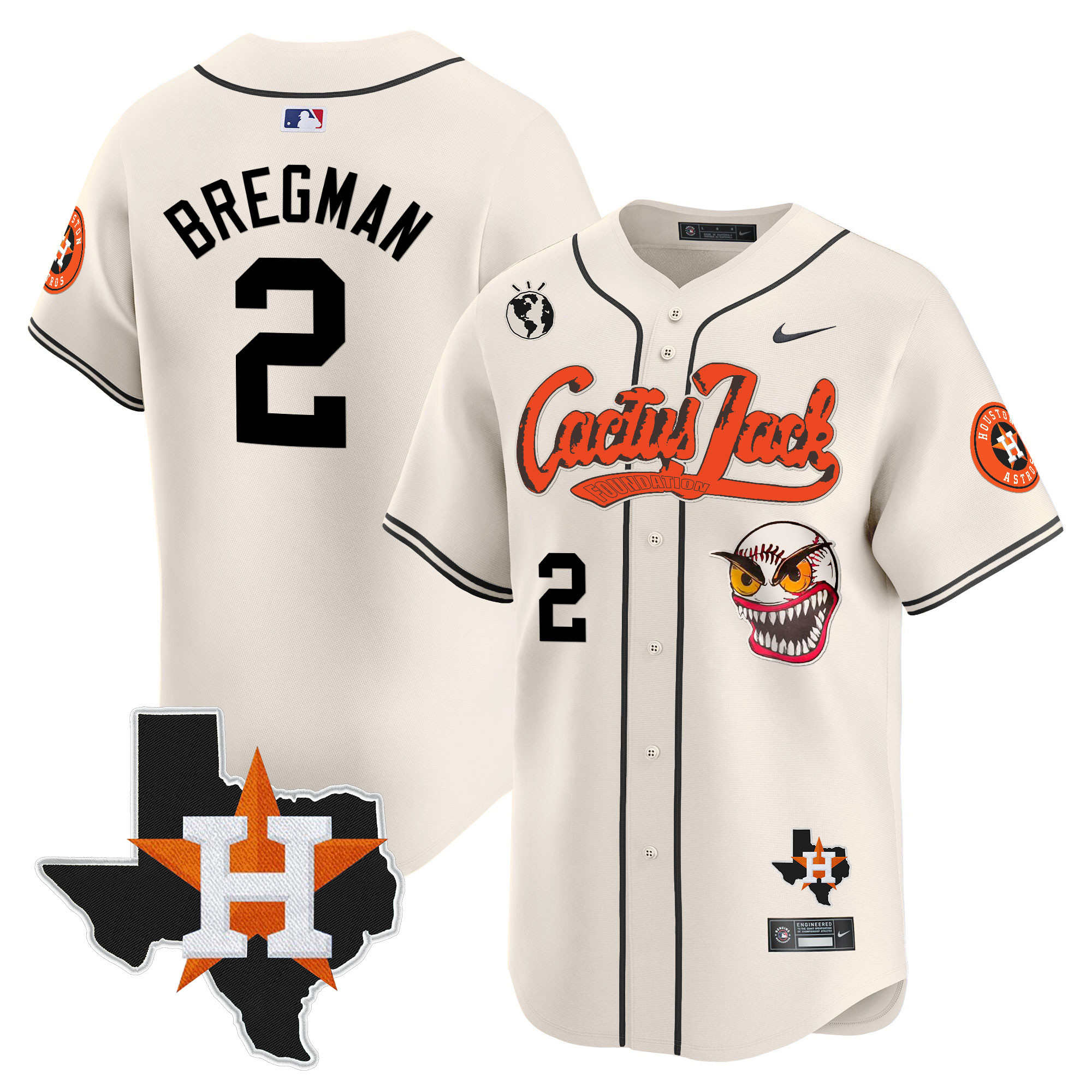 Men's Houston Astros Cactus Jack Patch Vapor Premier Limited Jersey V12 - All Stitched - Image 14