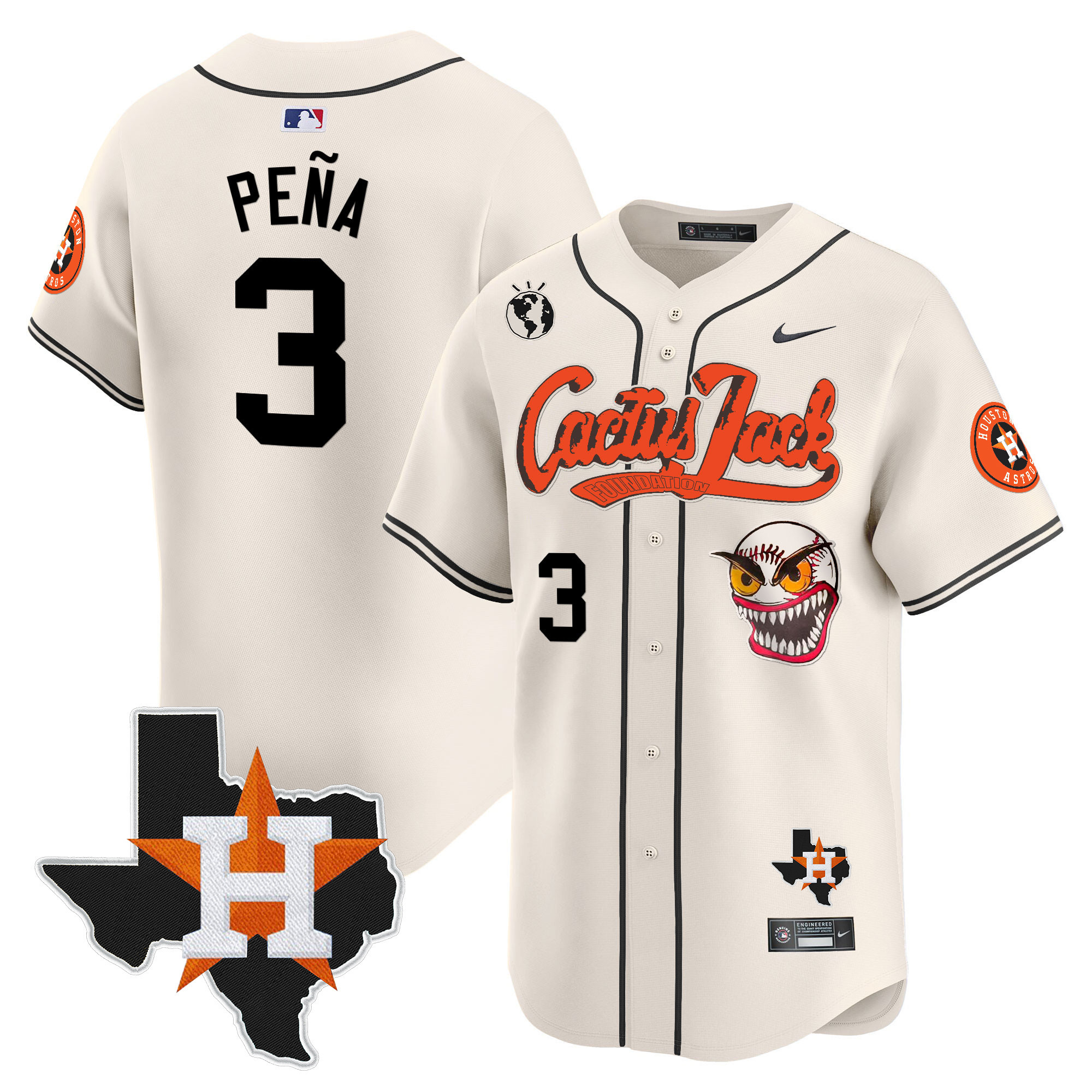Men's Houston Astros Cactus Jack Patch Vapor Premier Limited Jersey V12 - All Stitched - Image 13