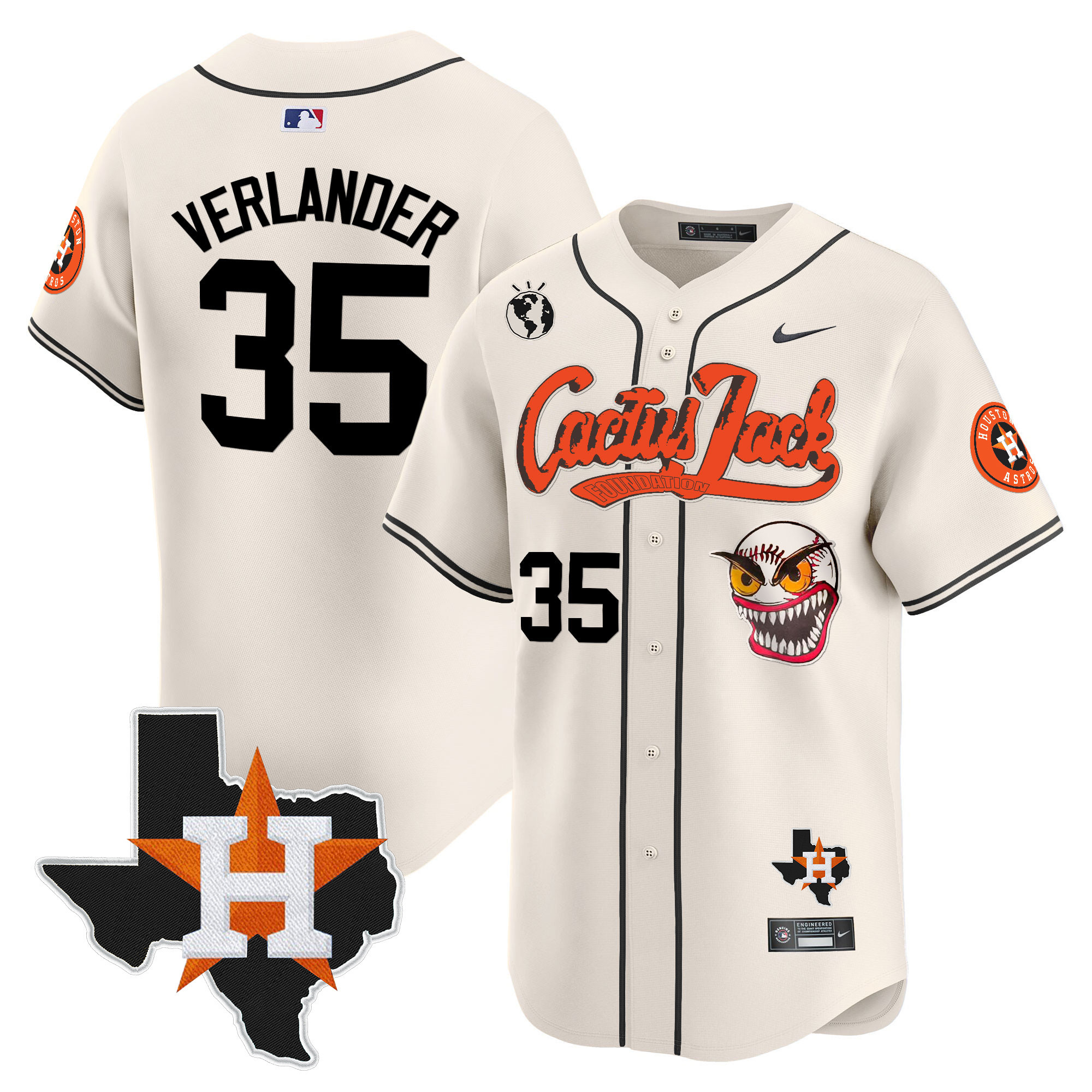 Men's Houston Astros Cactus Jack Patch Vapor Premier Limited Jersey V12 - All Stitched - Image 16